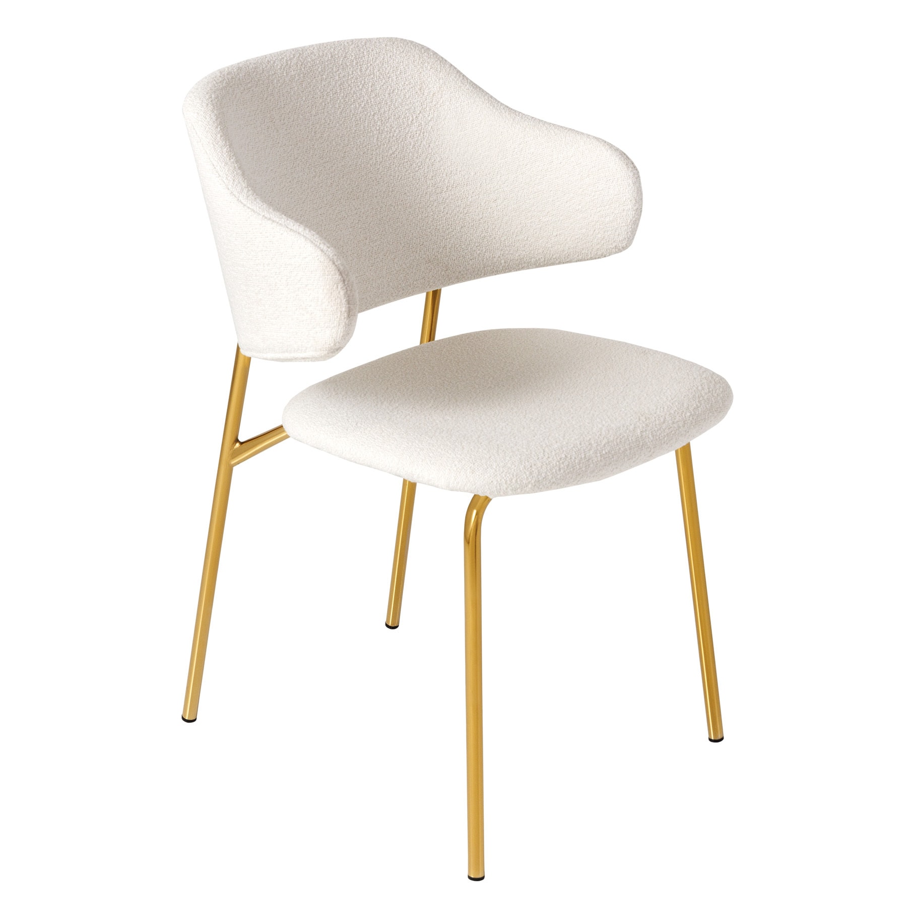 riess-ambiente Stuhl VOGUE - wei&szlig; Boucl&eacute; goldene Metallbeine - Bild 1