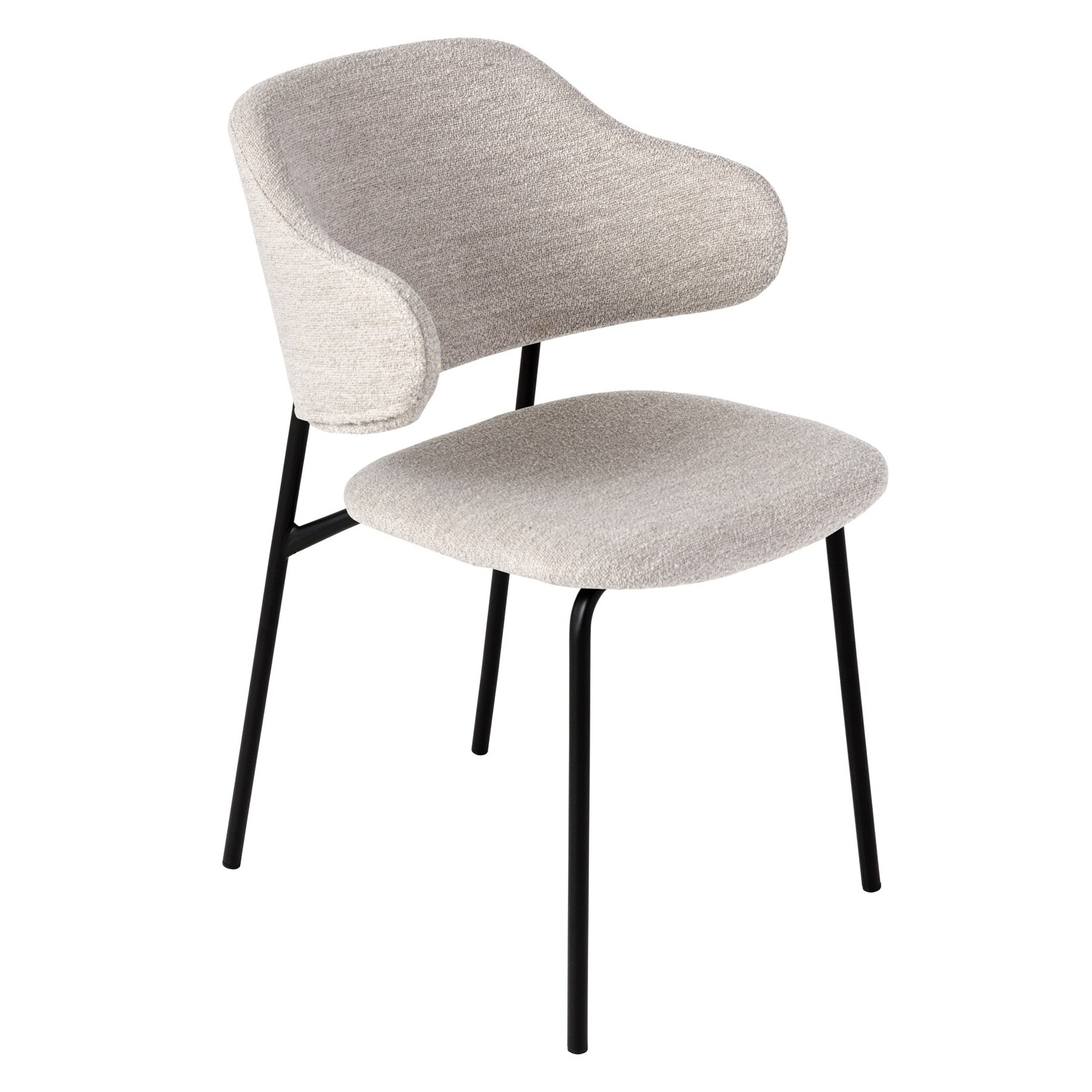 riess-ambiente Stuhl VOGUE - greige Bouclé schwarze Metallbeine