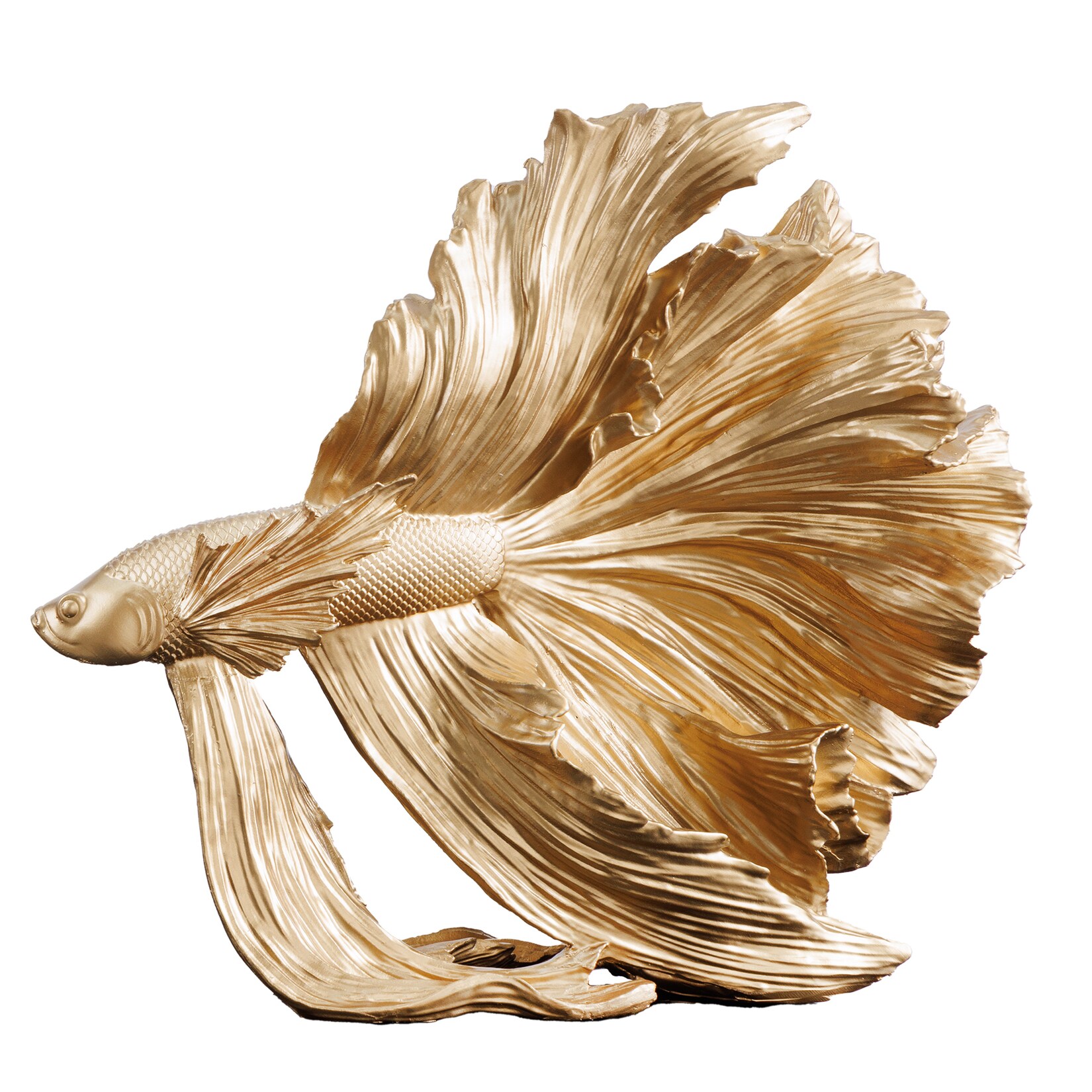 riess-ambiente Skulptur CROWNTAIL – Design Deko Figur Kampffisch 35cm gold Betta Fisch Skulptur | 04251561904412