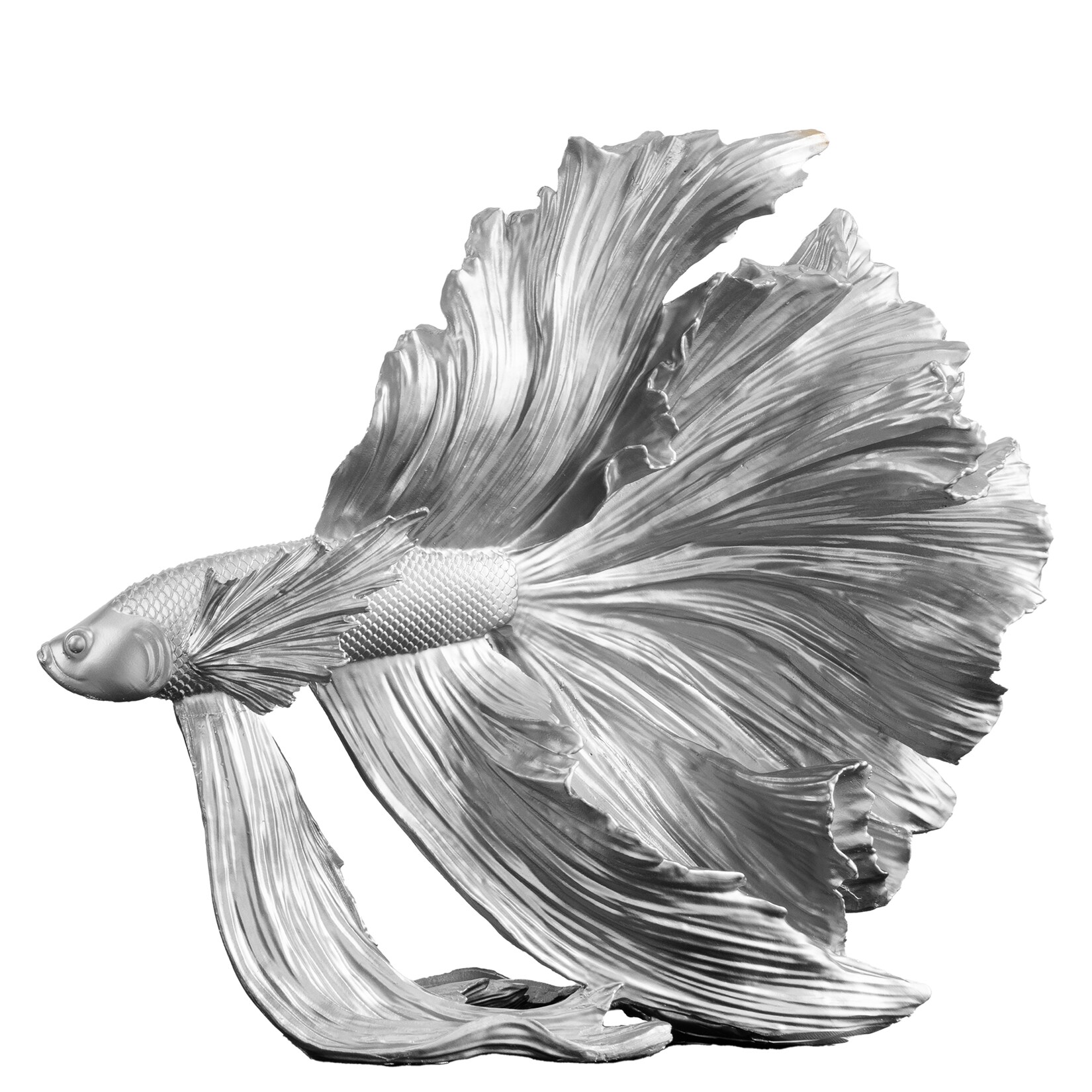 riess-ambiente Skulptur CROWNTAIL – Design Deko Figur Kampffisch35cm silber Betta Fisch Skulptur | 04251561904443