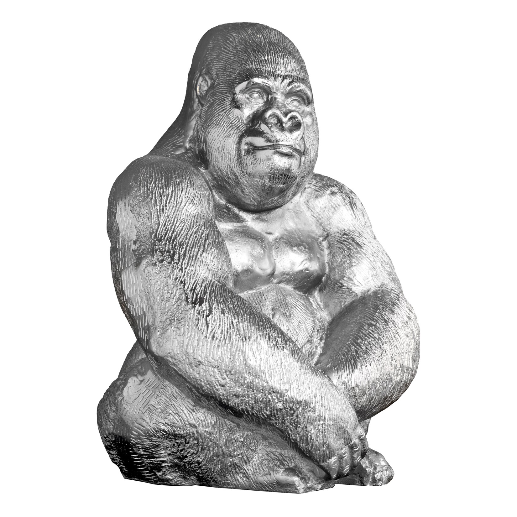 riess-ambiente Gorillafigur KONG 40cm silber handmade Metall Skulptur Deko | 04251561907222
