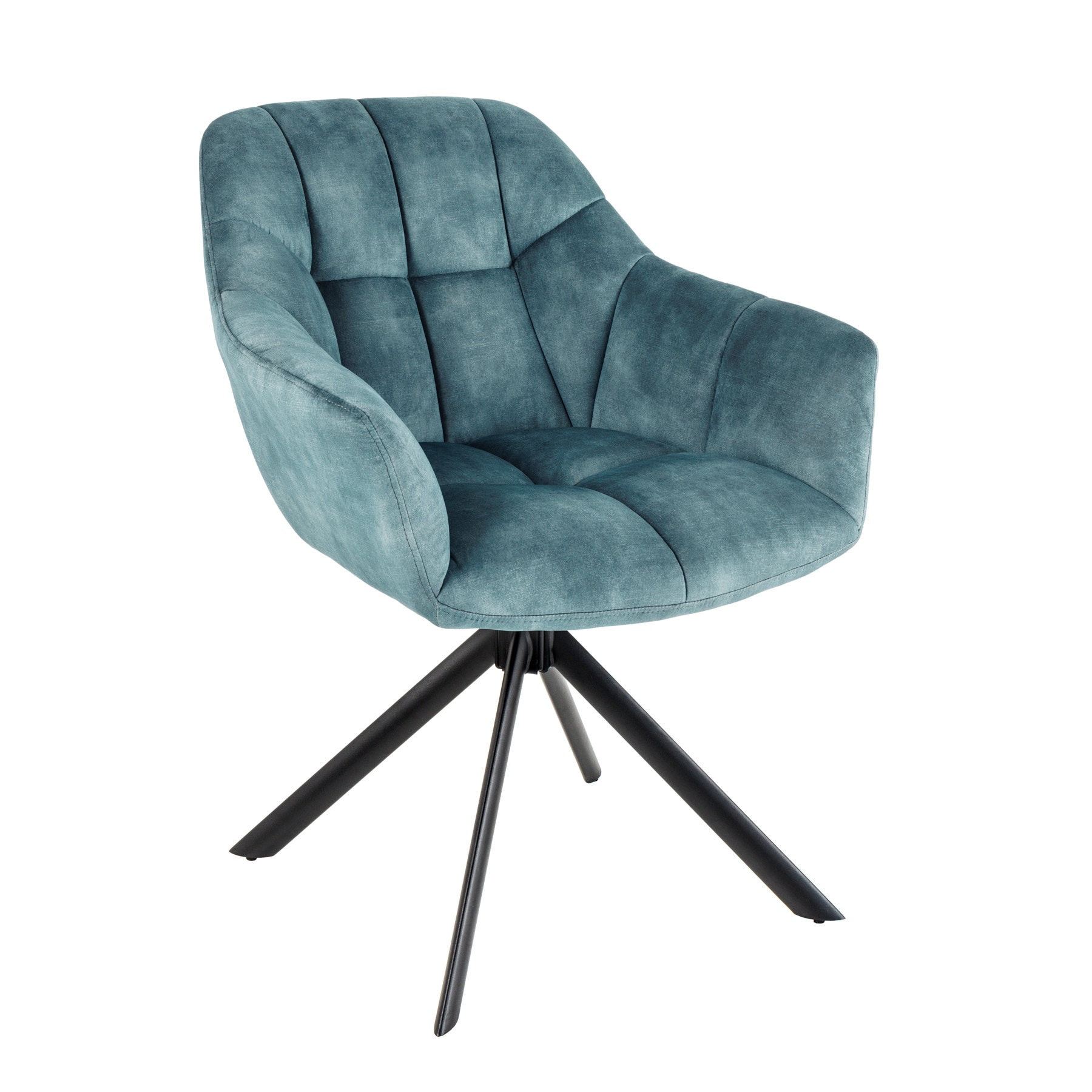 riess-ambiente Stuhl PAPILLON - drehbar petrol Samt schwarze Metallbeine Armlehnen - Bild 1