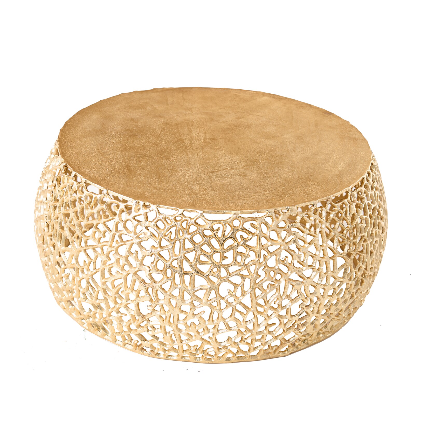 riess-ambiente Couchtisch ABSTRACT LEAF – Runder Couchtisch 75cm gold Metall filigrane Handarbeit Vintage Design | 04251561905129