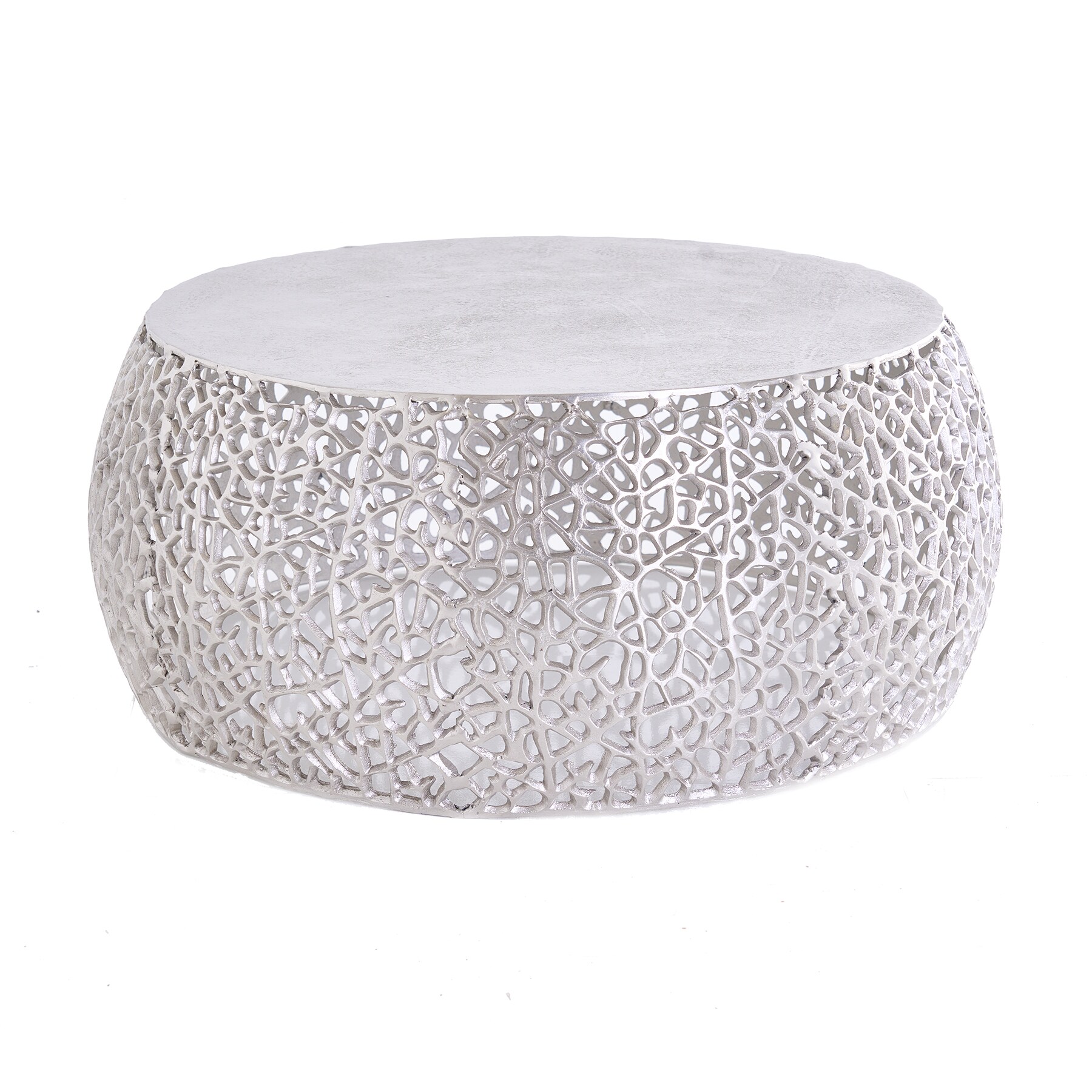 riess-ambiente Couchtisch ABSTRACT LEAF - Runder Couchtisch 75cm silber antik Metall filigrane Handarbeit - Bild 1