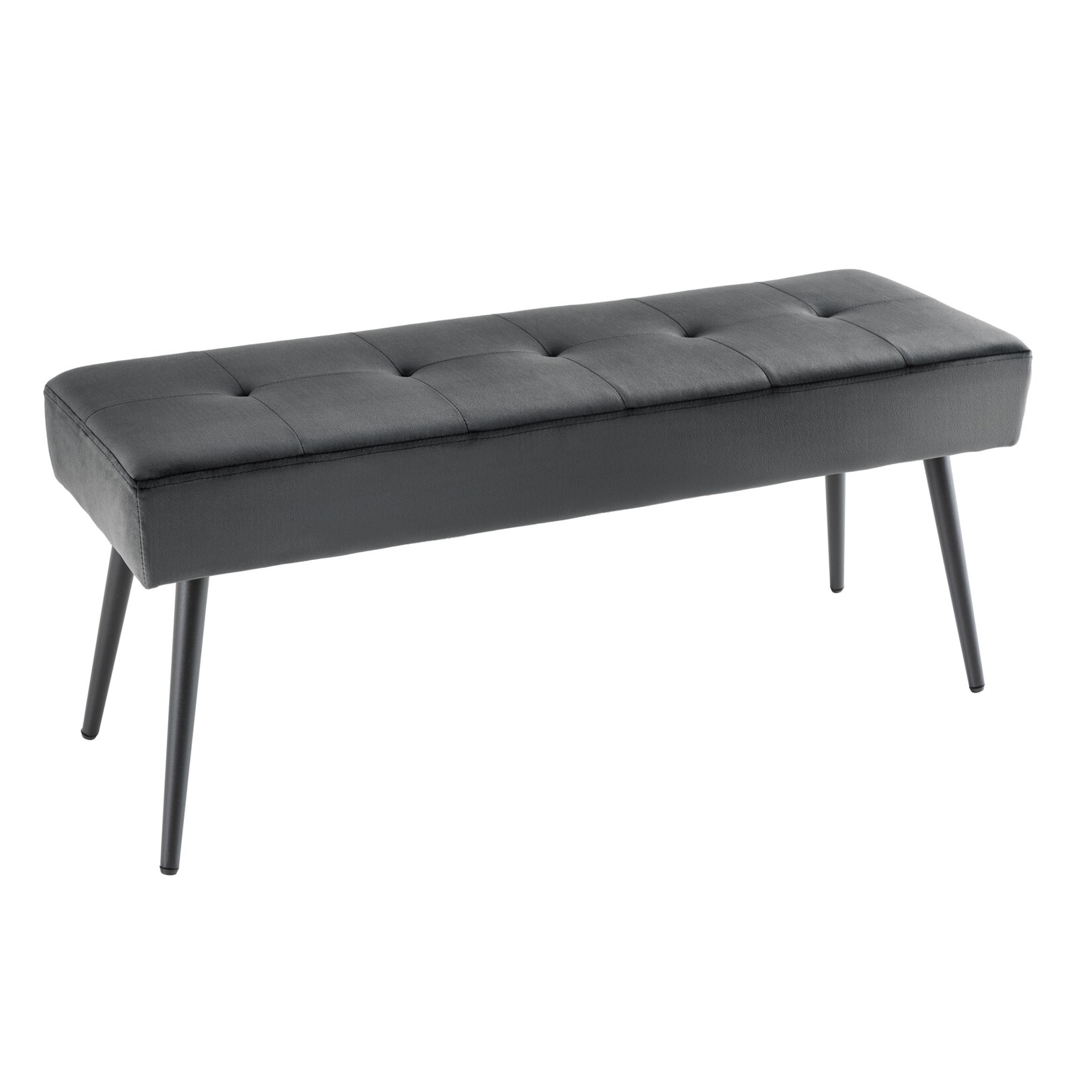 riess-ambiente Sitzbank BOUTIQUE - 100cm dunkelgrau Samt schwarze Metallbeine