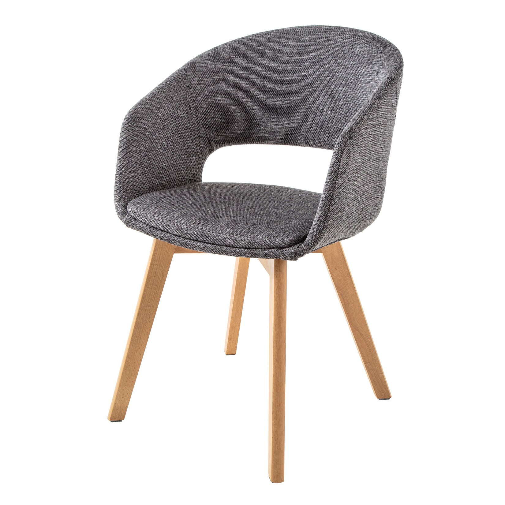riess-ambiente Stuhl NORDIC STAR – grau Strukturstoff Massivholz mit Armlehne gepolstert | 04251561904771