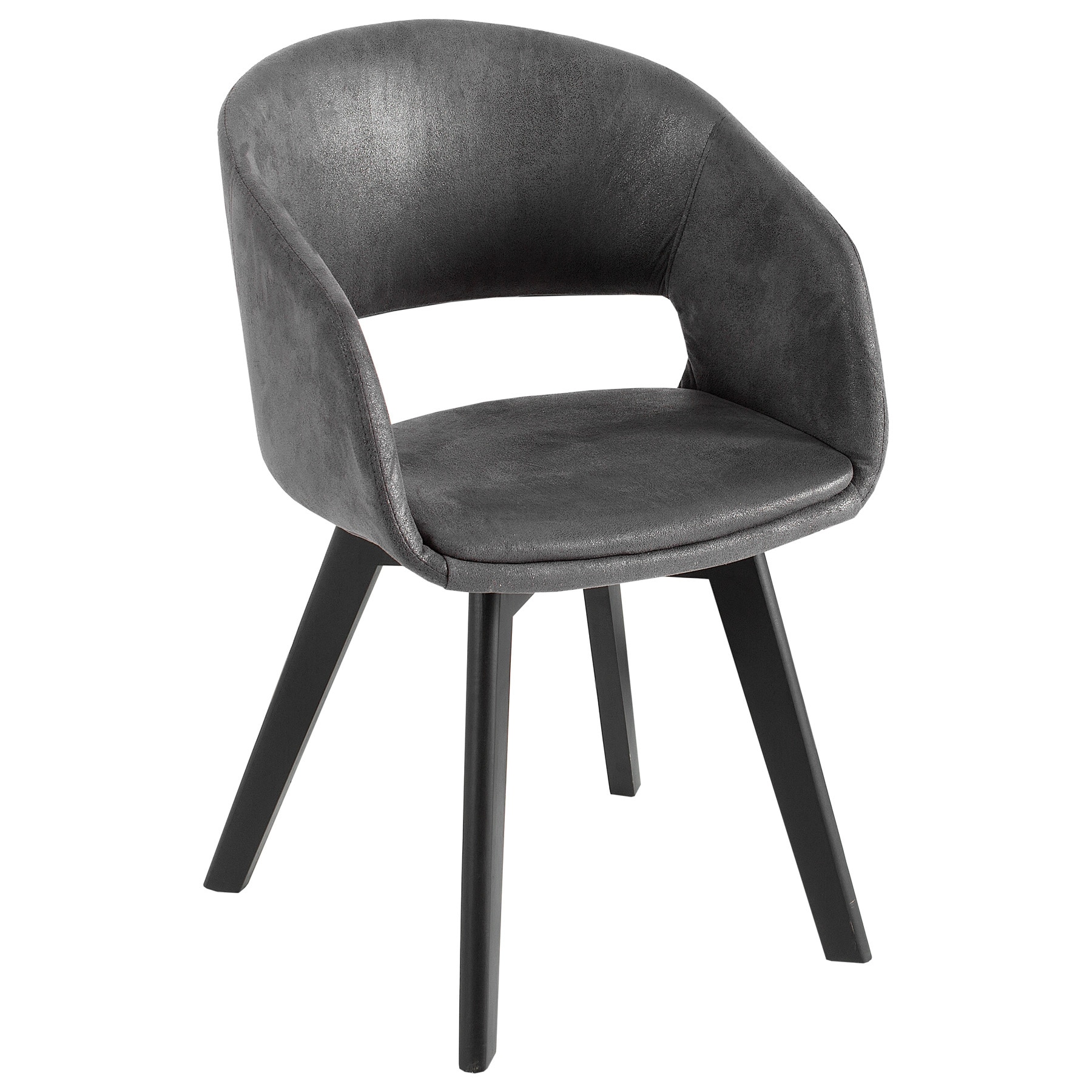 riess-ambiente Stuhl NORDIC STAR - antik grau Microfaser Massivholz schwarz mit Armlehne gepolstert - Bild 1