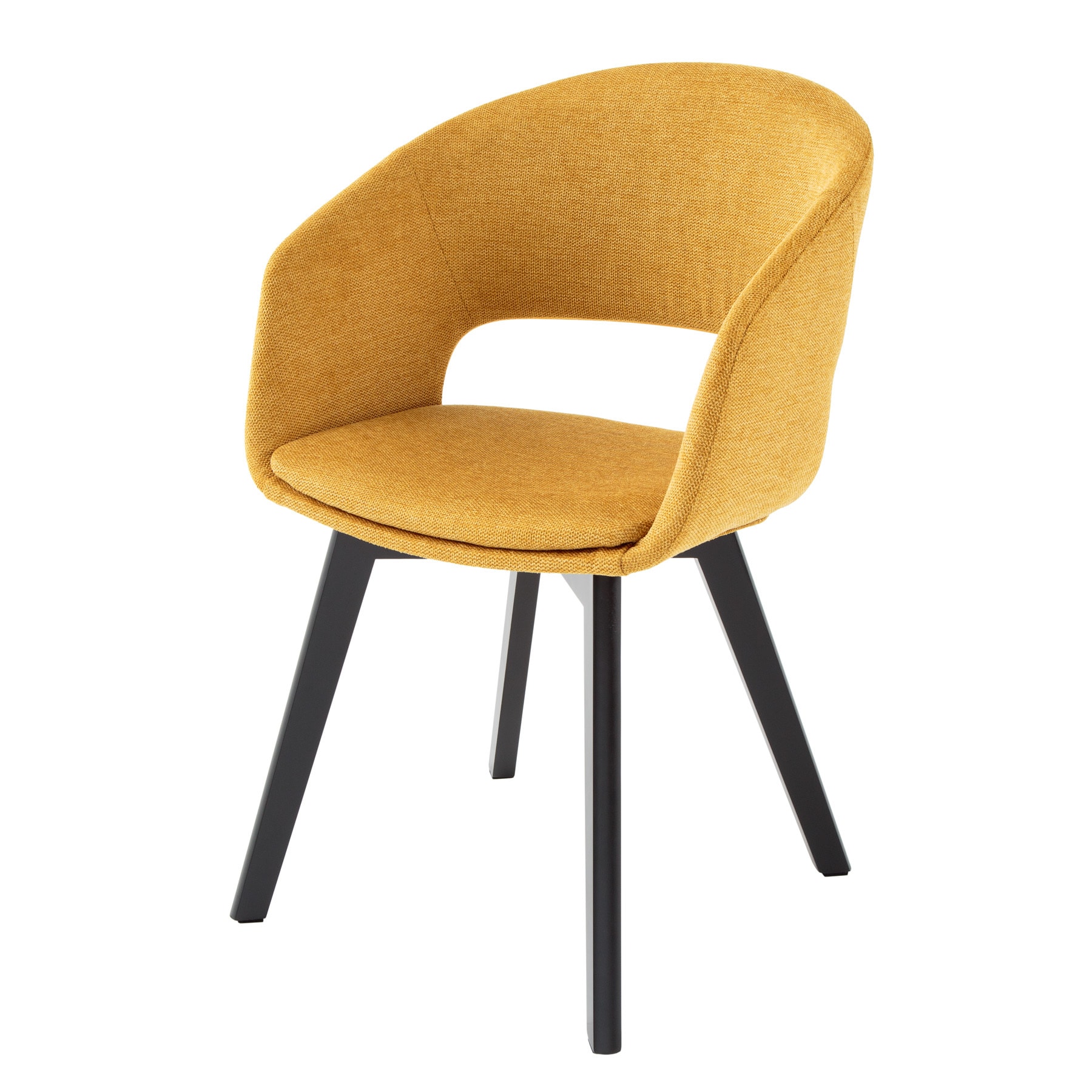 riess-ambiente Stuhl NORDIC STAR - senfgelb Strukturstoff Massivholz schwarz mit Armlehne gepolstert - Bild 1
