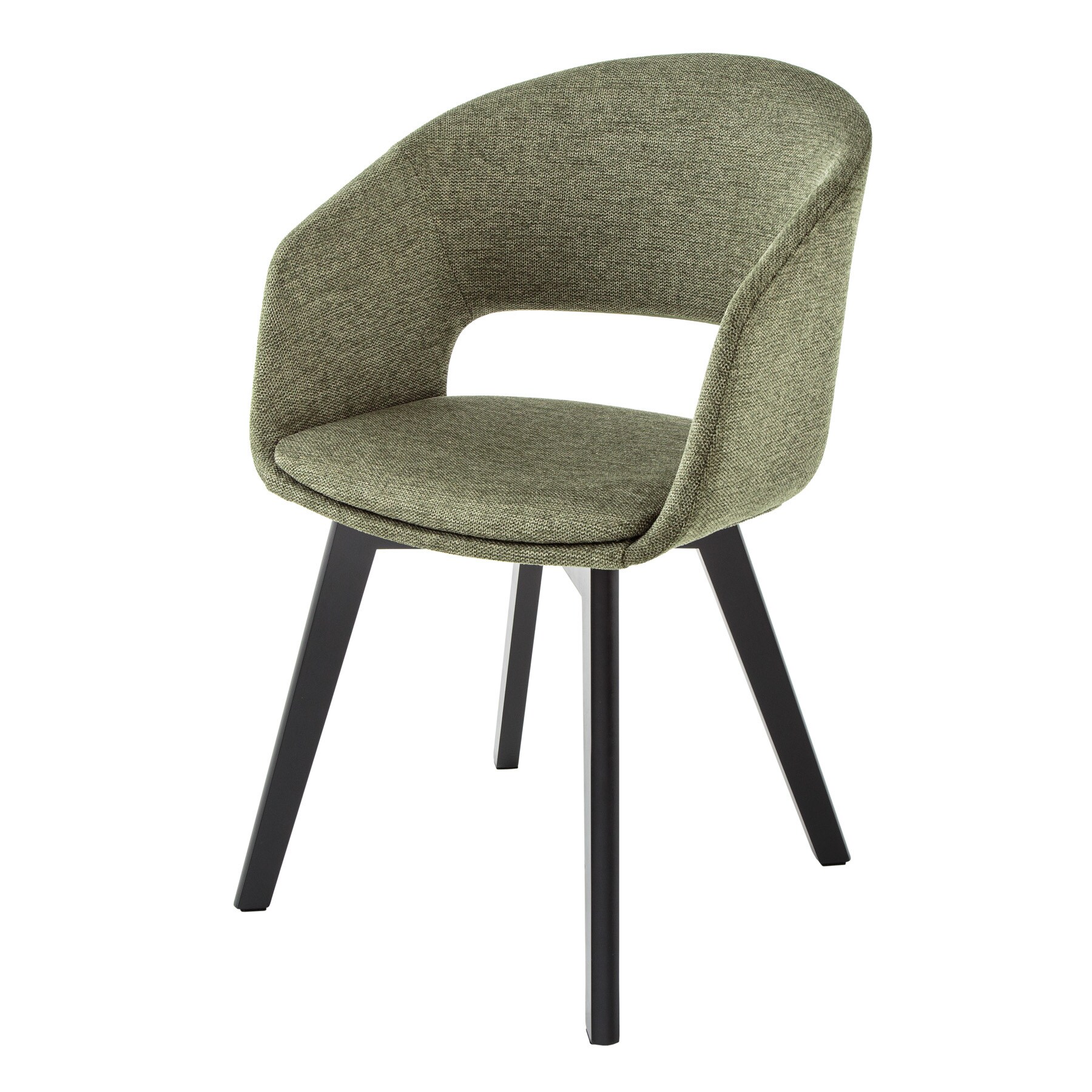 riess-ambiente Stuhl NORDIC STAR - gr&uuml;n Strukturstoff Massivholz schwarz mit Armlehne gepolstert - Bild 1