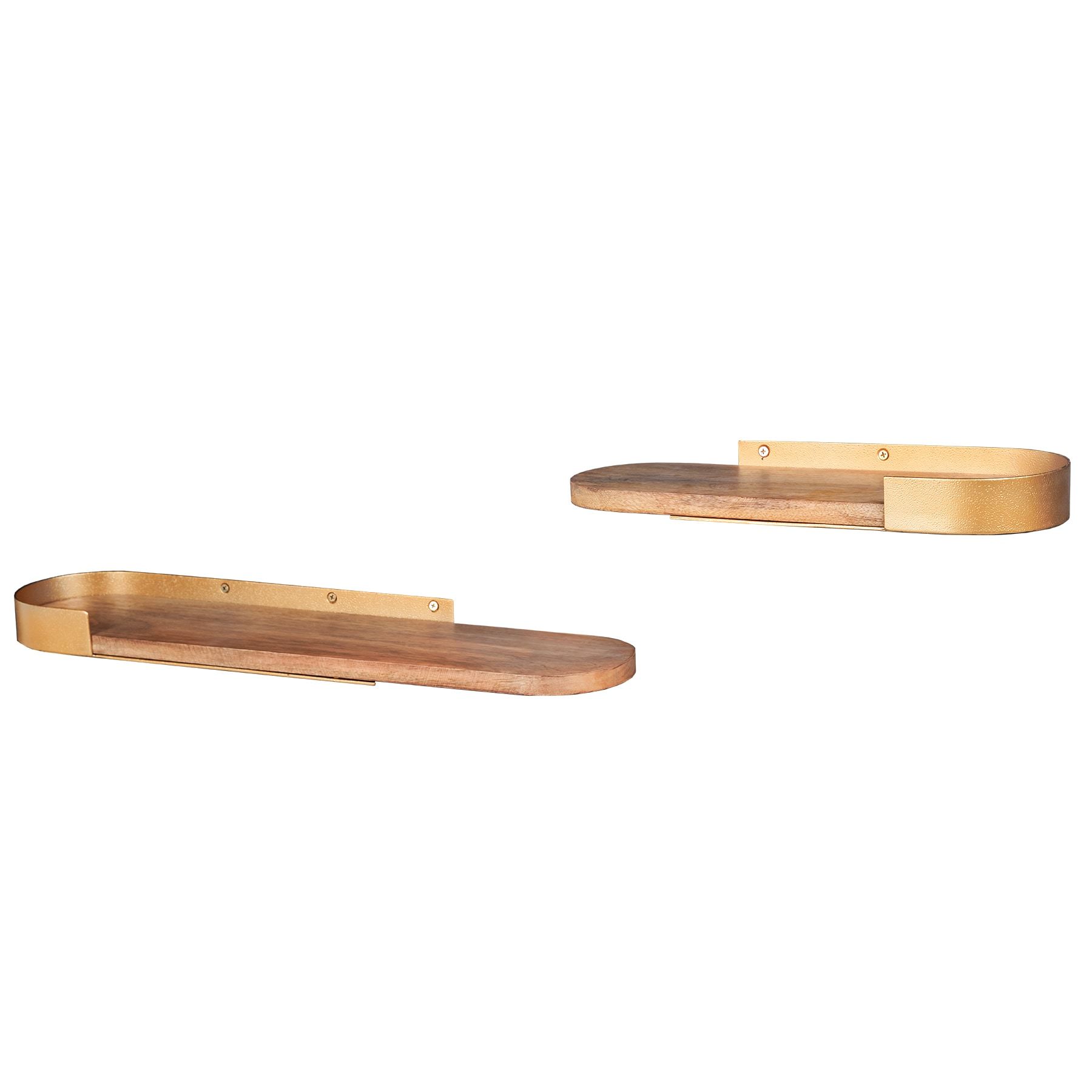 riess-ambiente Wandregal PURE NATURE - modern 2er Set 60cm gold Mangoholz massiv Metall handmade - Bild 1