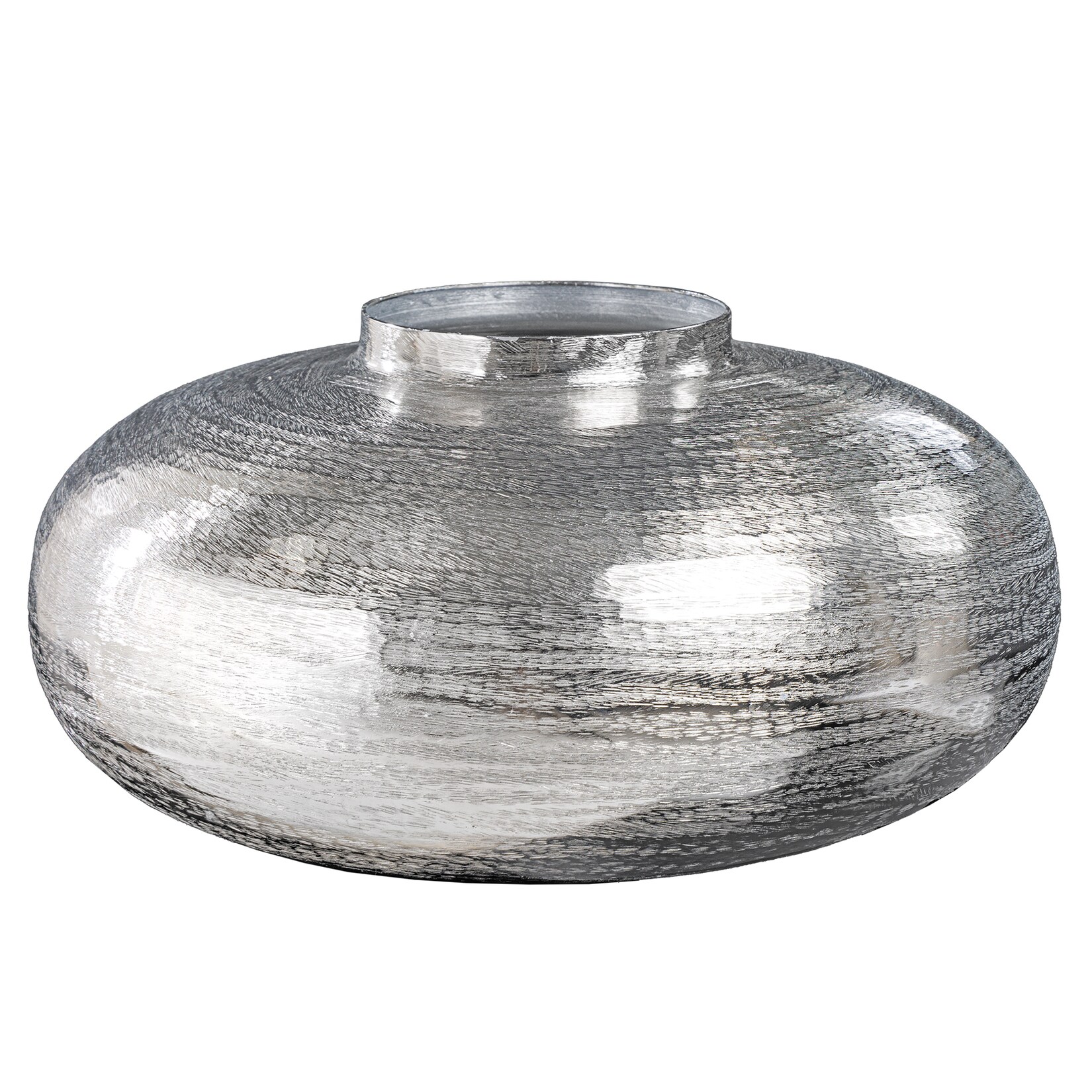riess-ambiente Vase ABSTRACT ORIENT – modern Deko 35cm silber rund Metall Hammerschlag-Design | 04251561909868