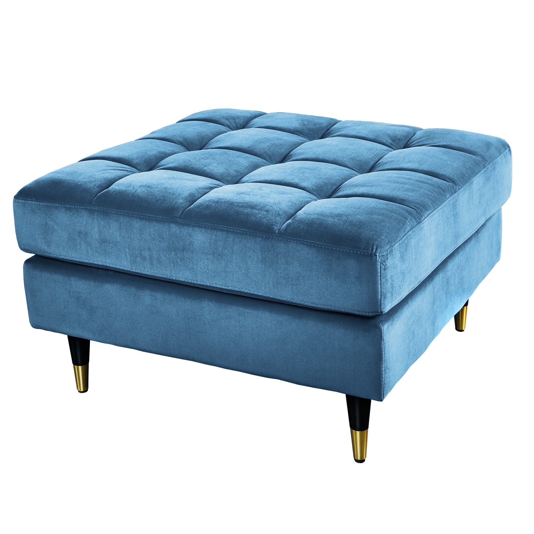 riess-ambiente Hocker COZY VELVET - 80cm petrol blau gold Samt Metallf&uuml;&szlig;e - Bild 1