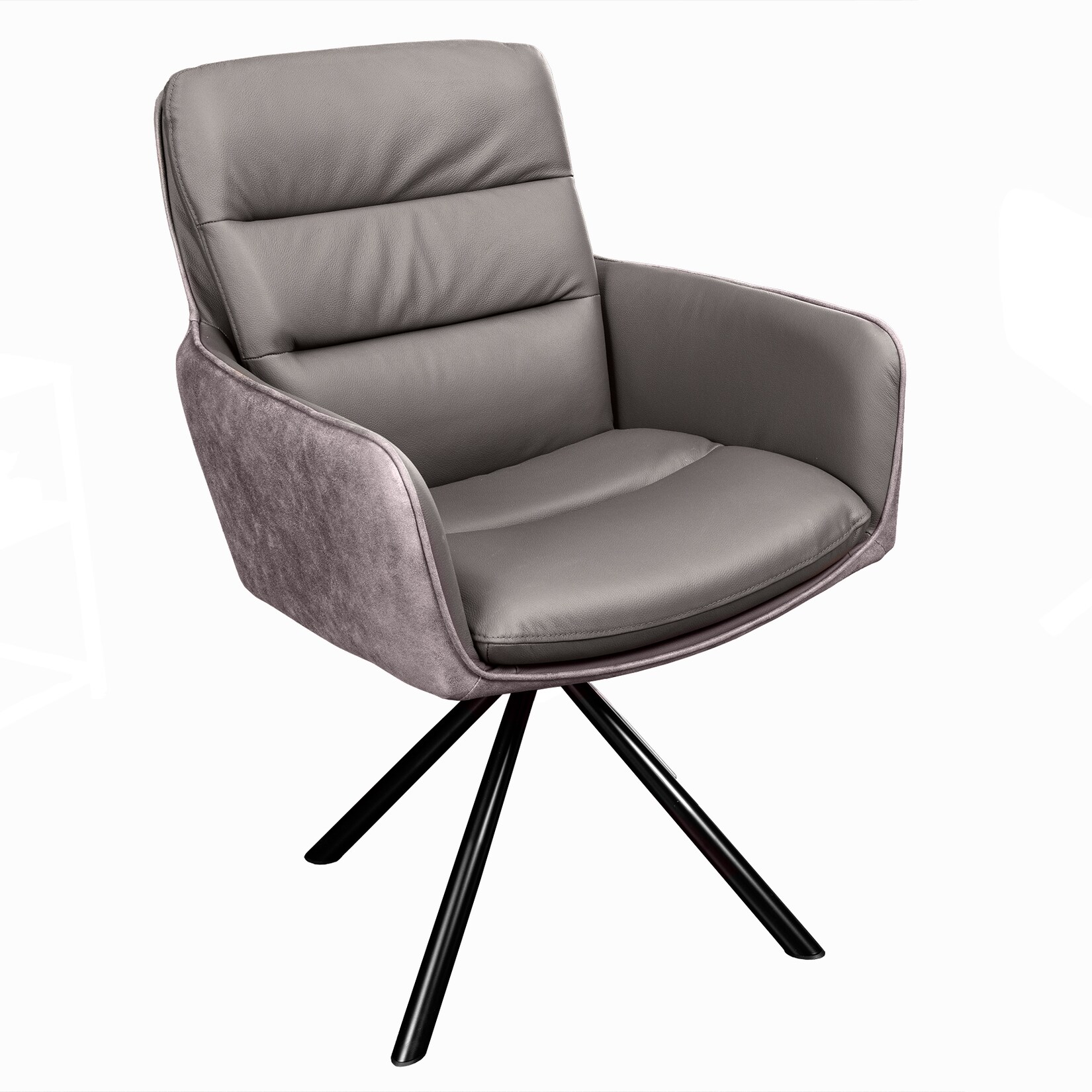 riess-ambiente Stuhl BIG GEORGE – taupe Echtleder Microfaser mit Armlehne Retro Drehbarer Design | 04251561907000