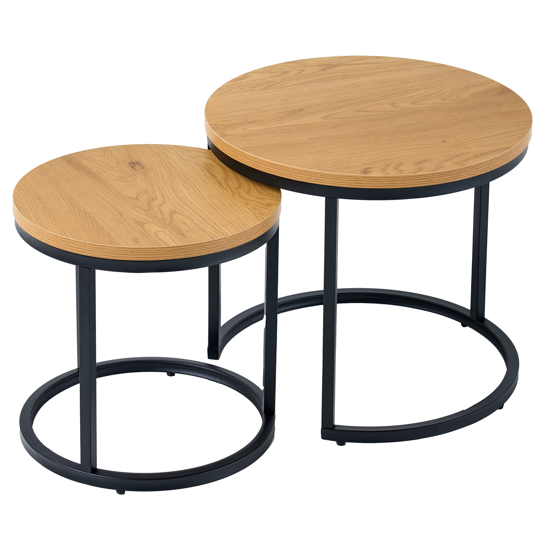 riess-ambiente Beistelltische 2er Set ELEGANCE - rund 45cm natur Wildeiche-Design Holz schwarzes Metallgestell - Bild 1