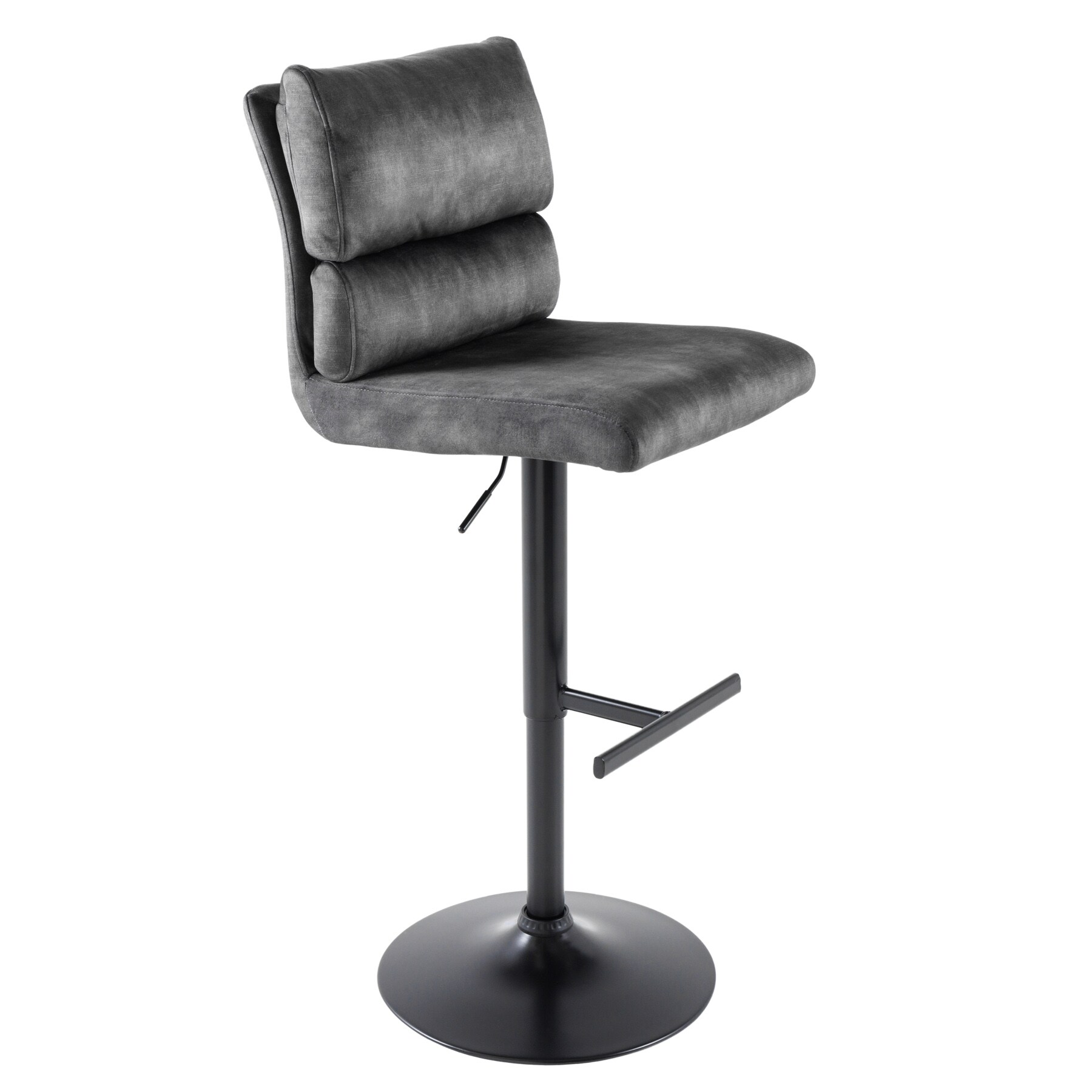 riess-ambiente Barhocker COMFORT - h&ouml;henverstellbar dunkelgrau Samt schwenkbar Barstuhl Fu&szlig;ablage - Bild 1