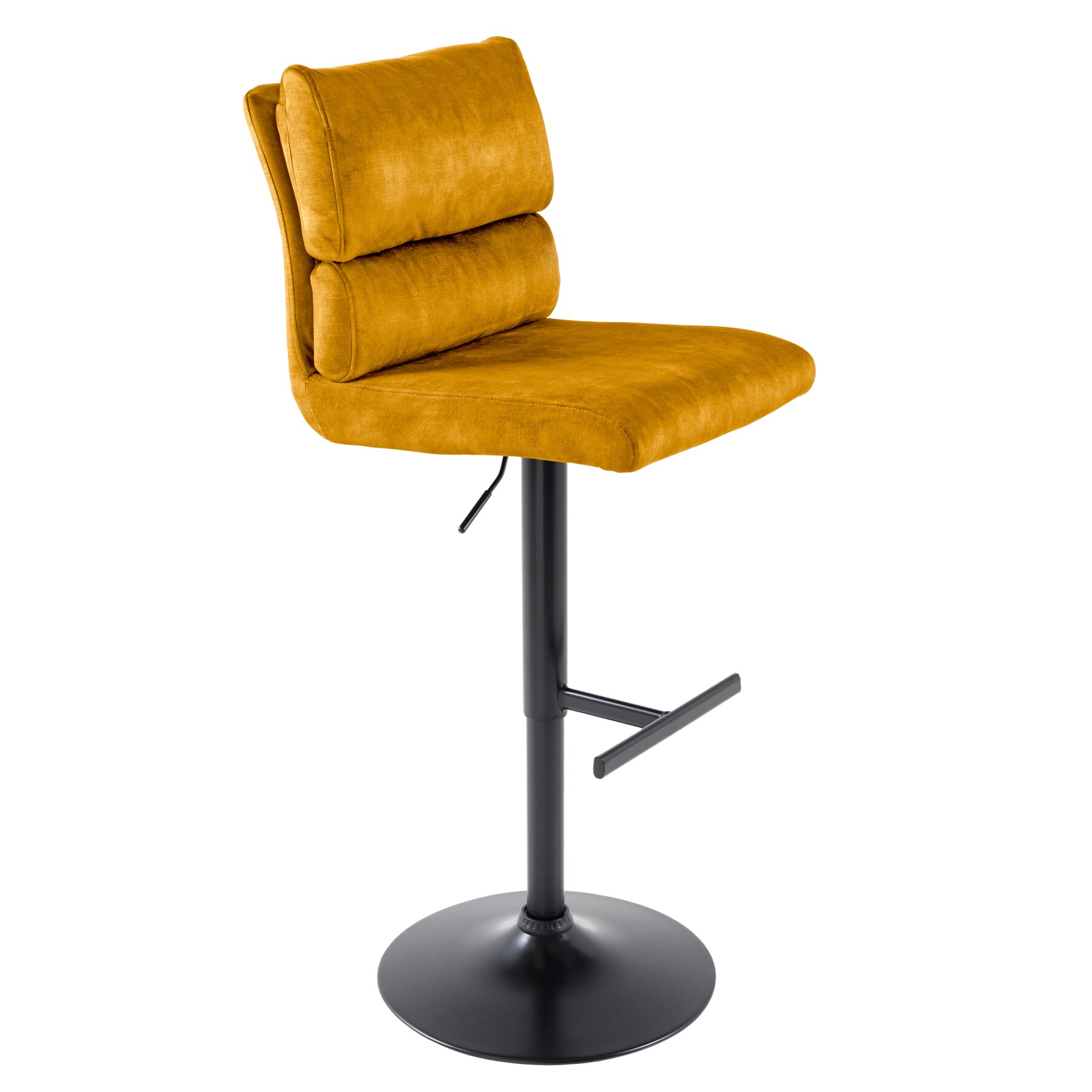 riess-ambiente Barhocker COMFORT - h&ouml;henverstellbar senfgelb Samt schwenkbar Barstuhl Fu&szlig;ablage - Bild 1