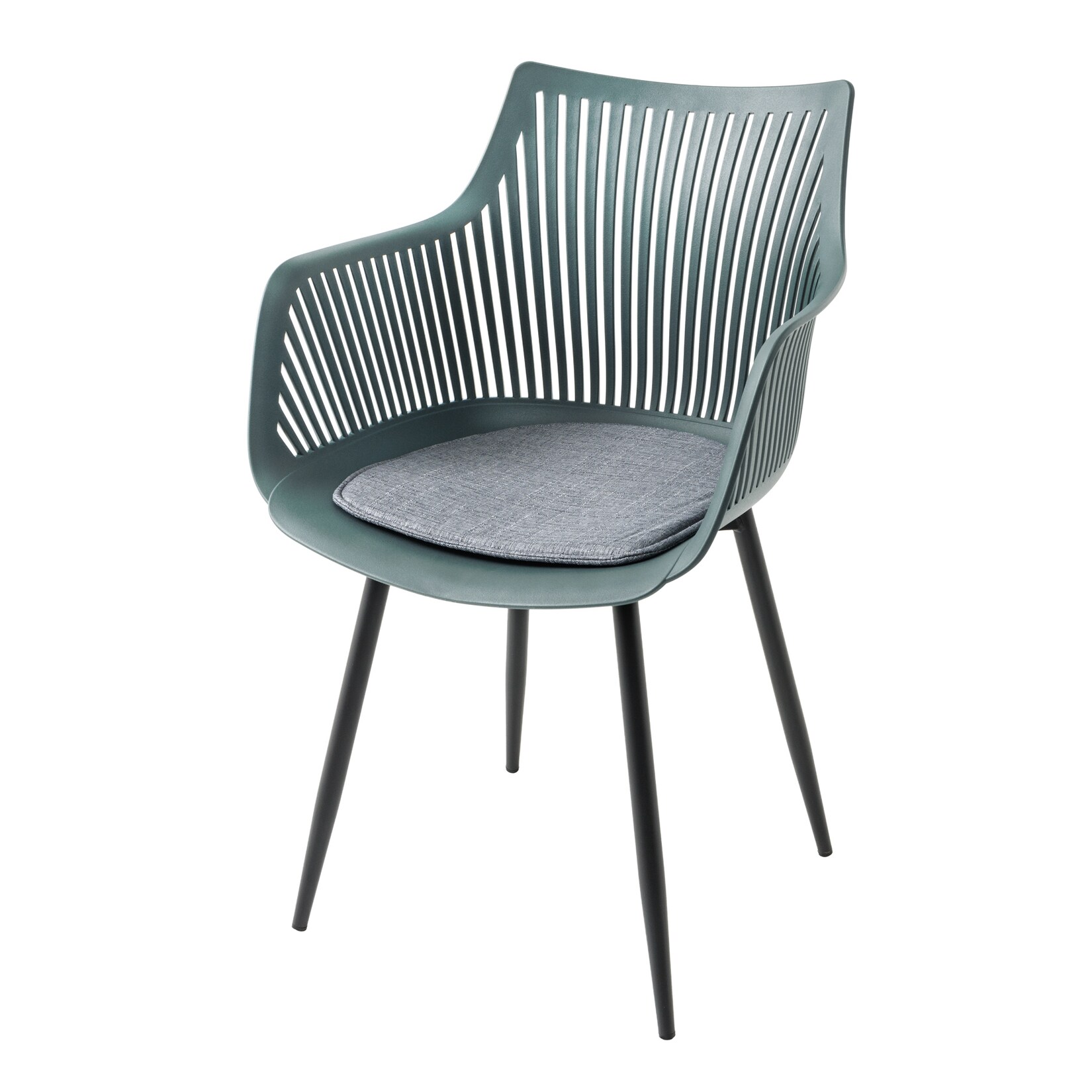 riess-ambiente Stuhl SIGNUM – modern salbei schwarz Kunststoff Gartenstuhl Indoor Outdoor mit Armlehnen | 04251561908380