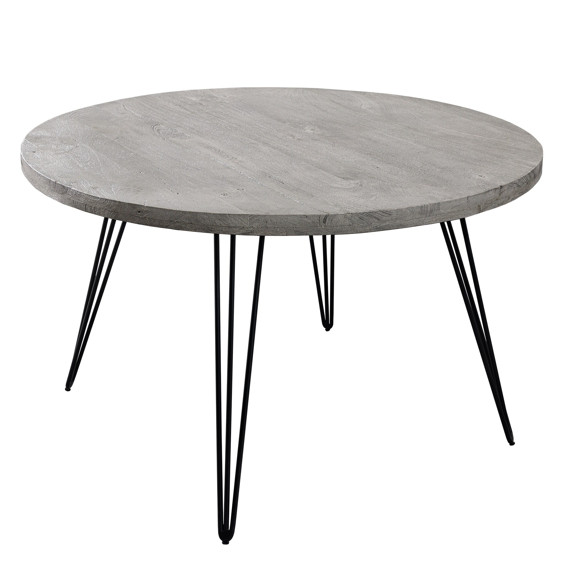 riess-ambiente Esstisch SCORPION - 120cm rund grau Mangoholz massiv schwarze Metallbeine Hairpin Legs - Bild 1