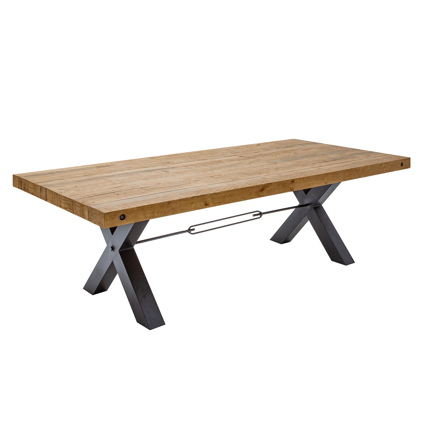 riess-ambiente Esstisch THOR – 200cm vintage braun Pinie recycelt Industrial Design Eisen X-Gestell | 04251561906157