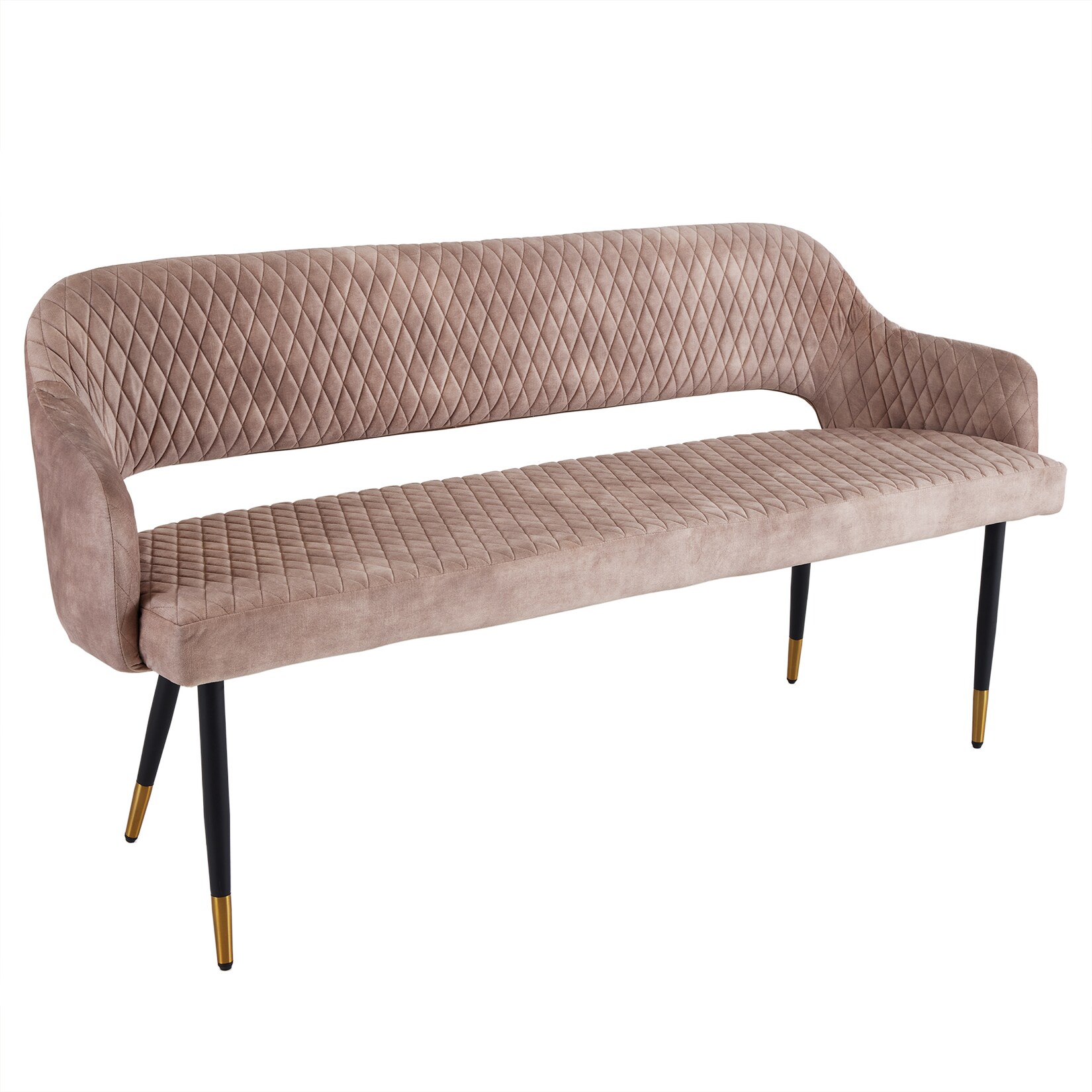 riess-ambiente Sitzbank PARIS – 160cm greige Samt Rückenlehne goldene Fußkappen Retro Metallbeine | 04251561907314