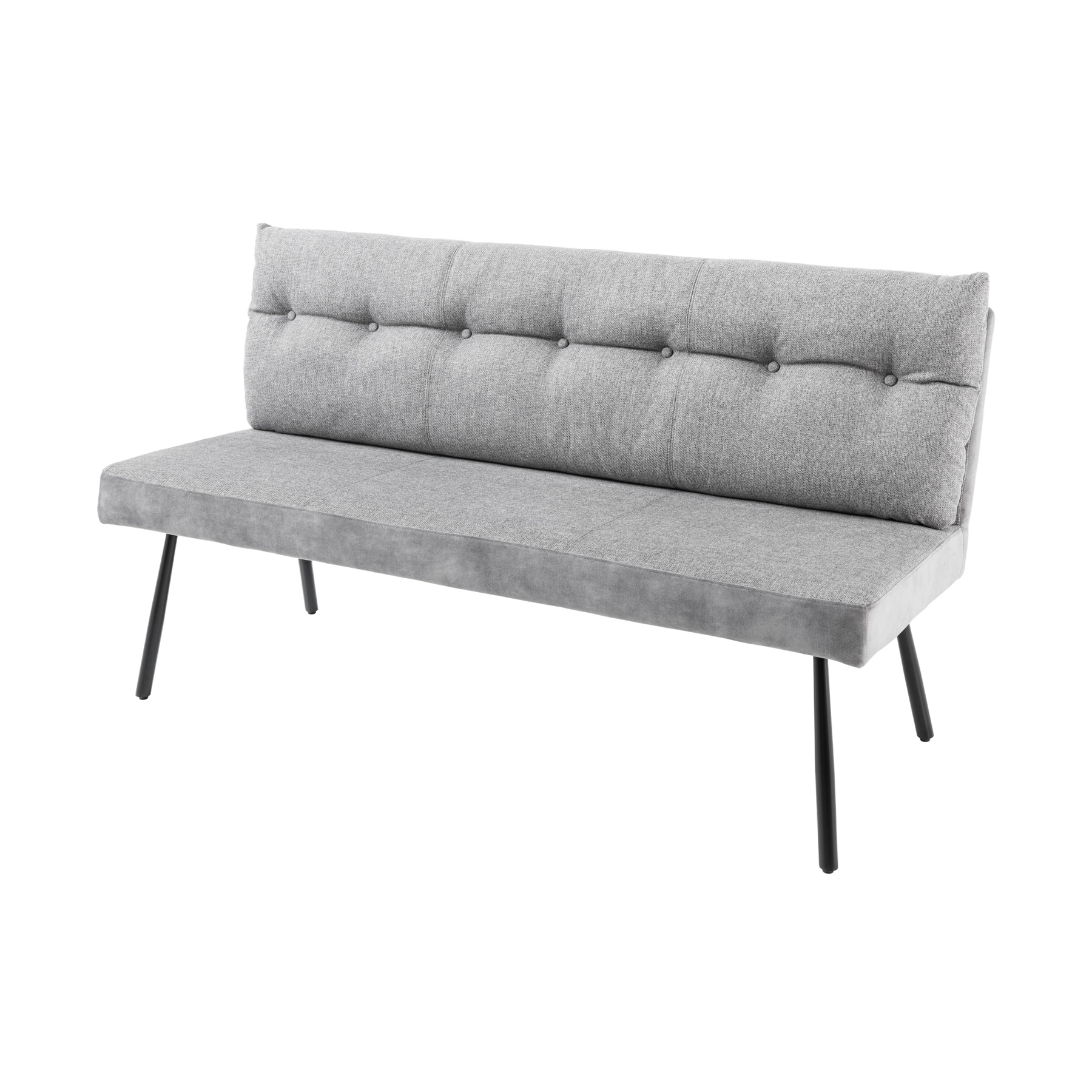 riess-ambiente Sitzbank BIG GEORGE - 160cm grau Samt Strukturstoff schwarz Metall mit Lehne Modern - Bild 1