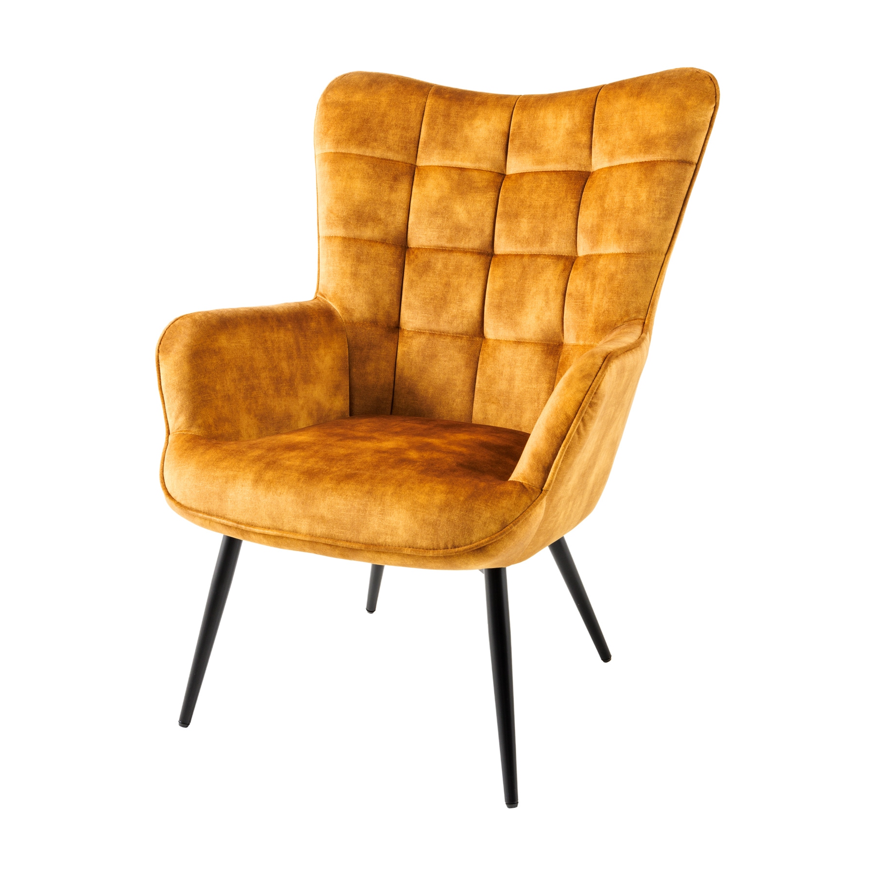 riess-ambiente Sessel SCANDINAVIA - Moderner senfgelb Samt schwarze Metallbeine mit Armlehnen - Bild 1