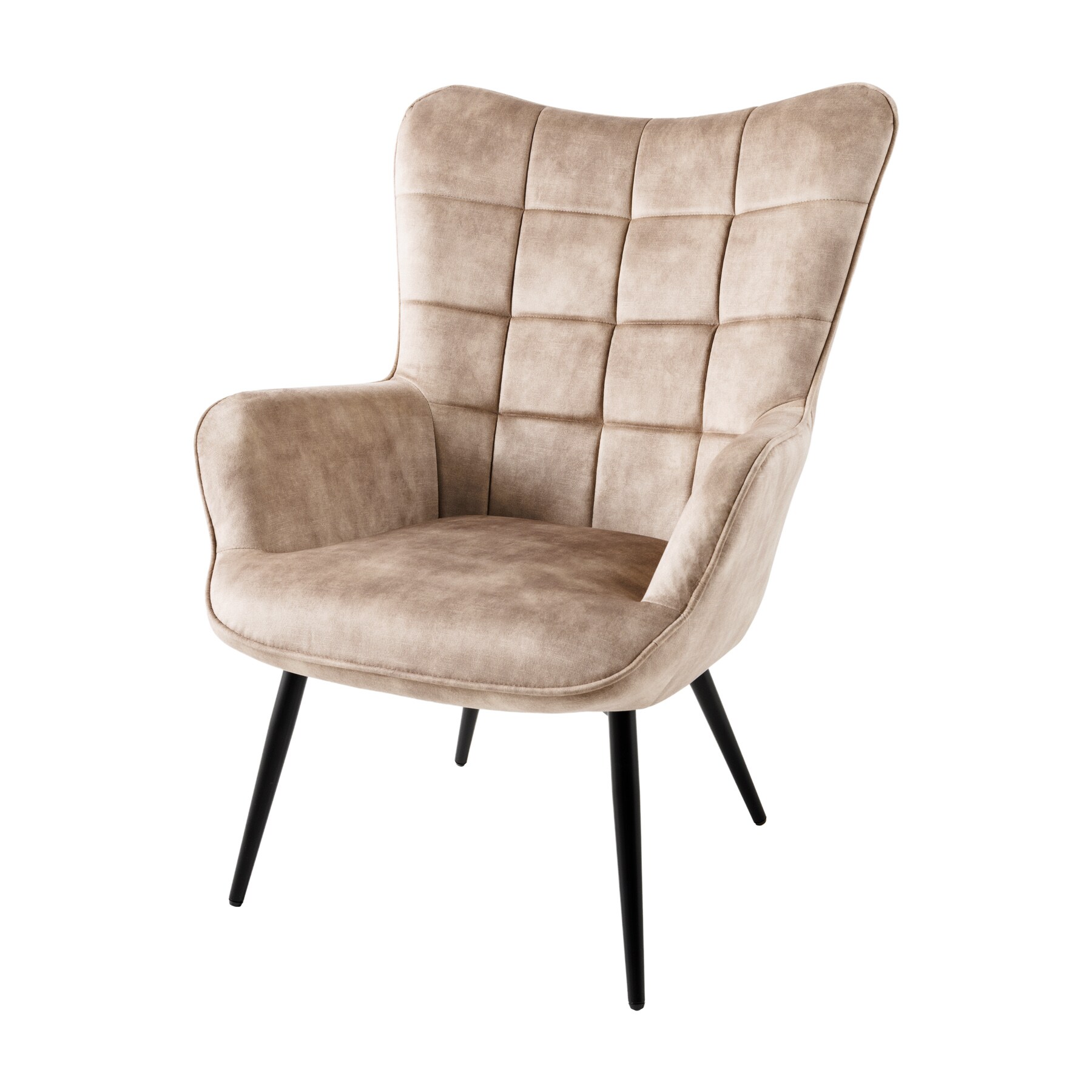 riess-ambiente Sessel SCANDINAVIA - modern champagner beige Samt schwarze Metallbeine mit Armlehne - Bild 1