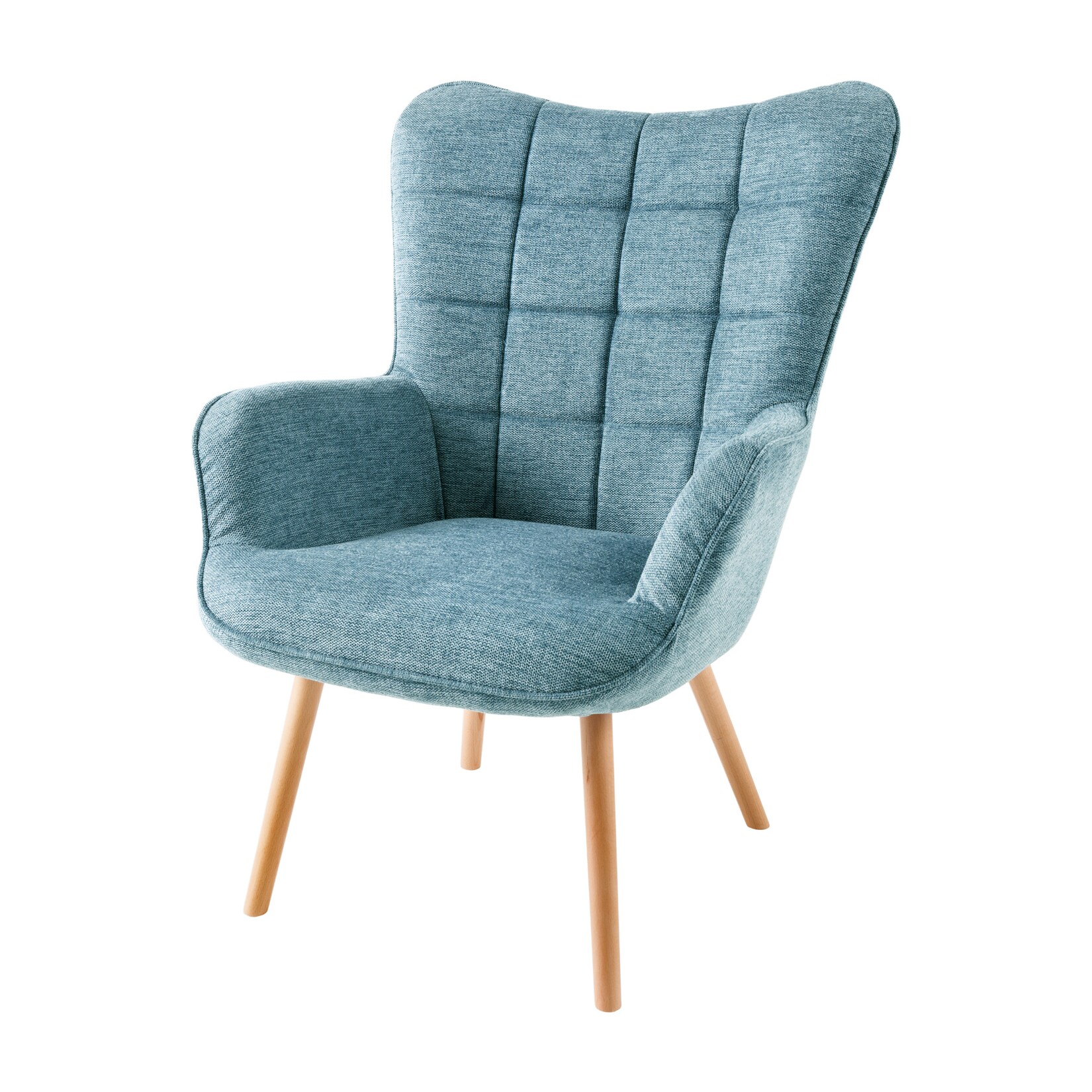 riess-ambiente Sessel SCANDINAVIA - blau Strukturstoff Massivholz-Beine mit Armlehnen modern