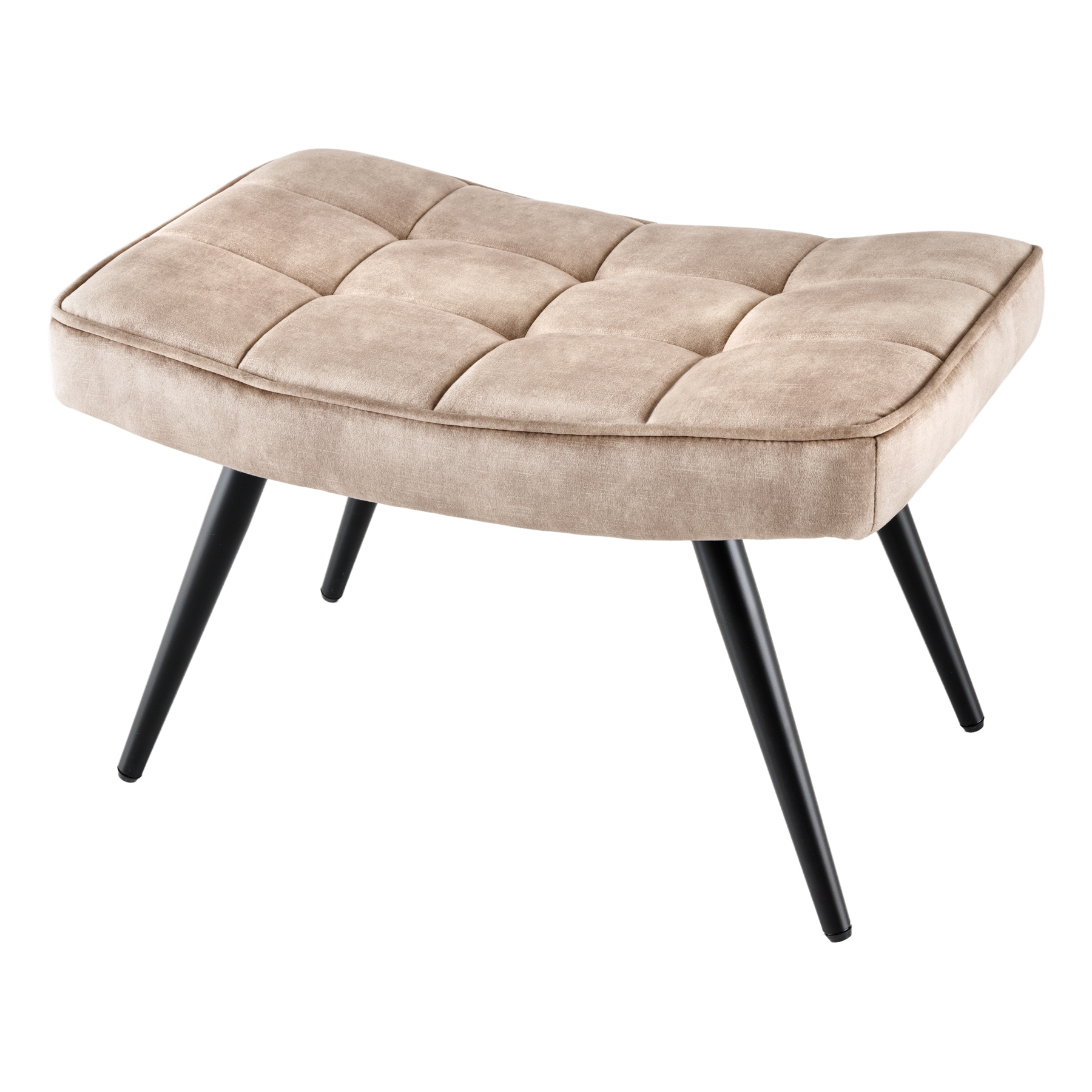 riess-ambiente Hocker SCANDINAVIA - modern champagner beige Samt schwarze Metallbeine Fu&szlig;hocker - Bild 1