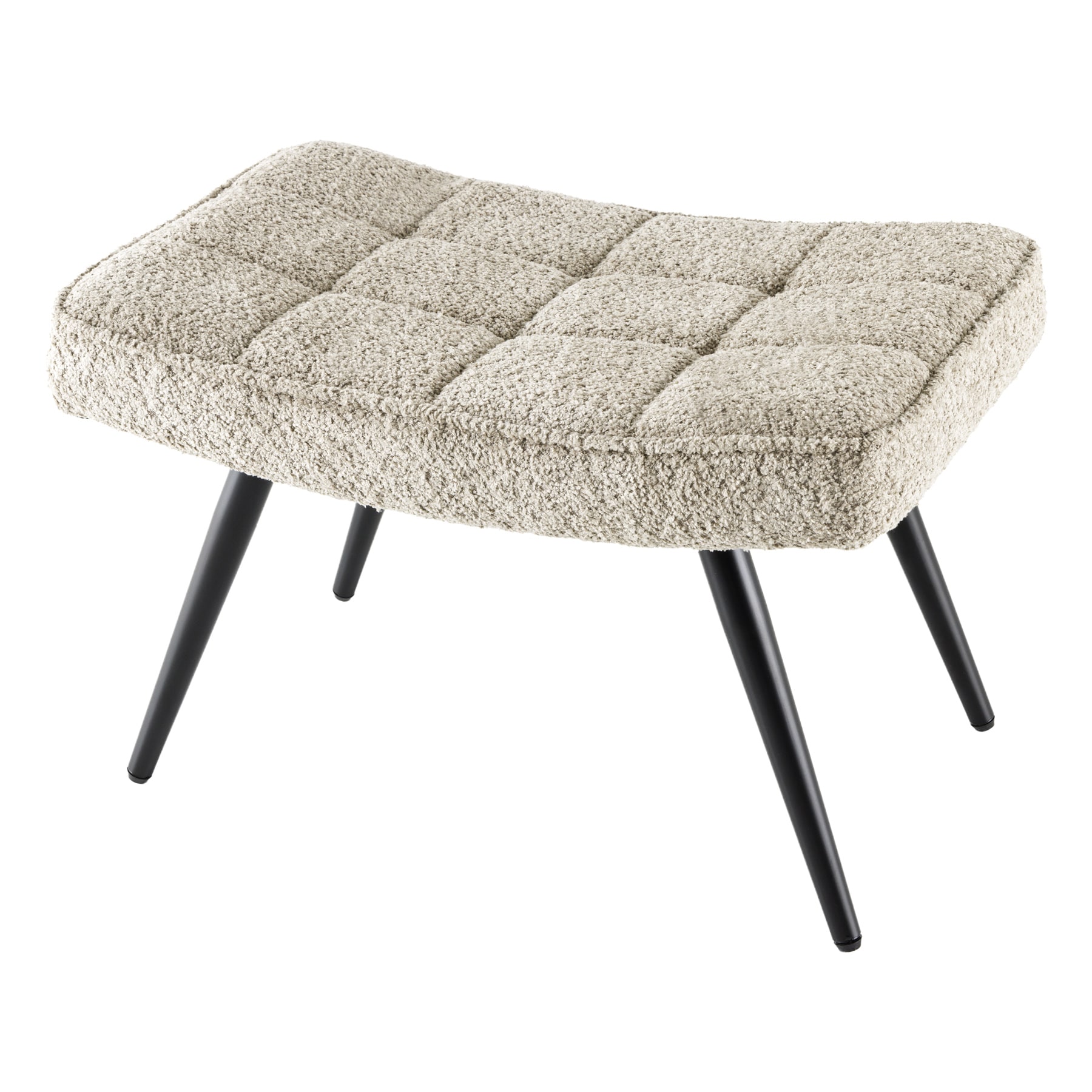 riess-ambiente Hocker SCANDINAVIA - modern champagner greige Boucl&eacute; schwarze Metallbeine Fu&szlig;hocker - Bild 1