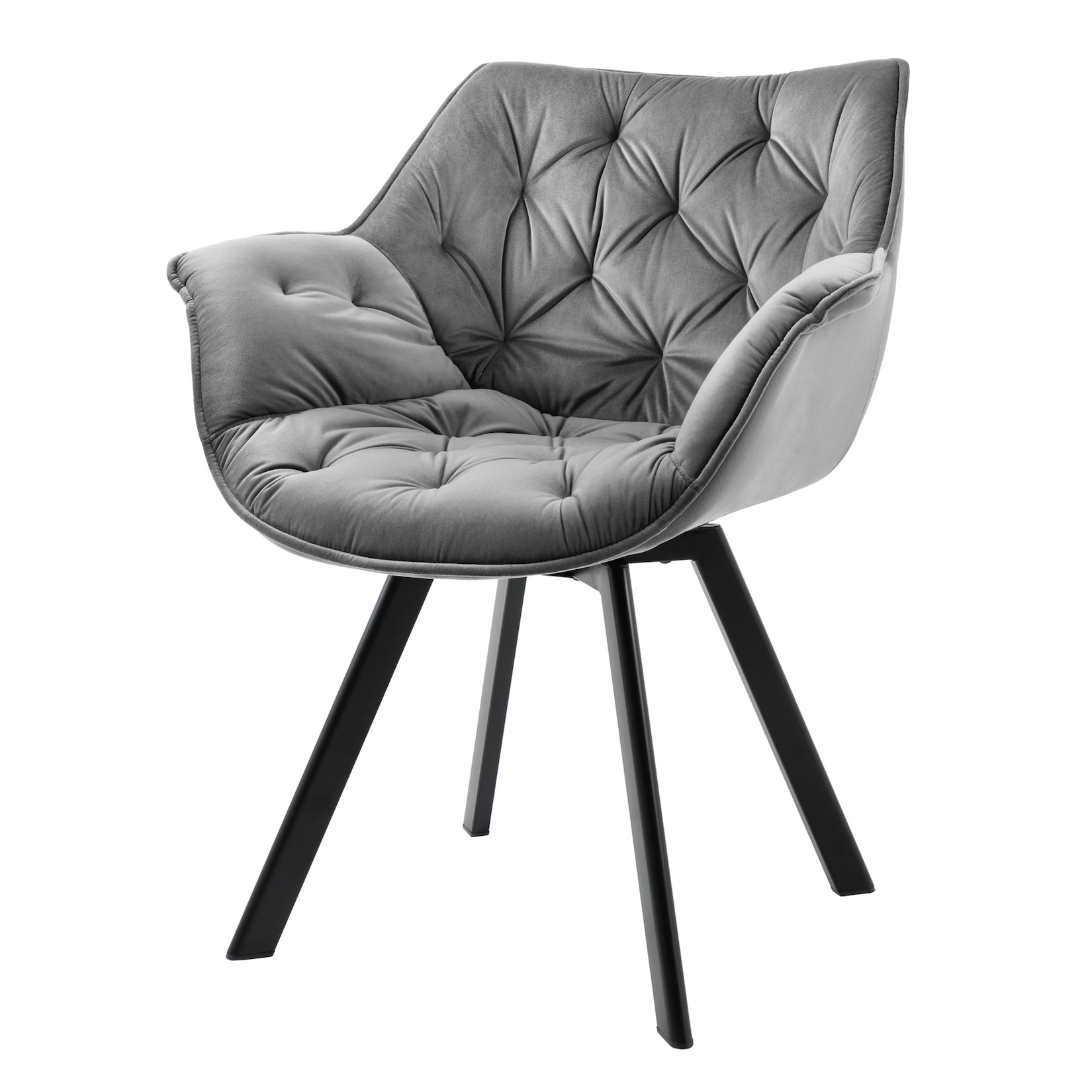 riess-ambiente Stuhl THE DUTCH COMFORT - drehbar grau Samt mit Armlehnen Modern Design Metallbeine