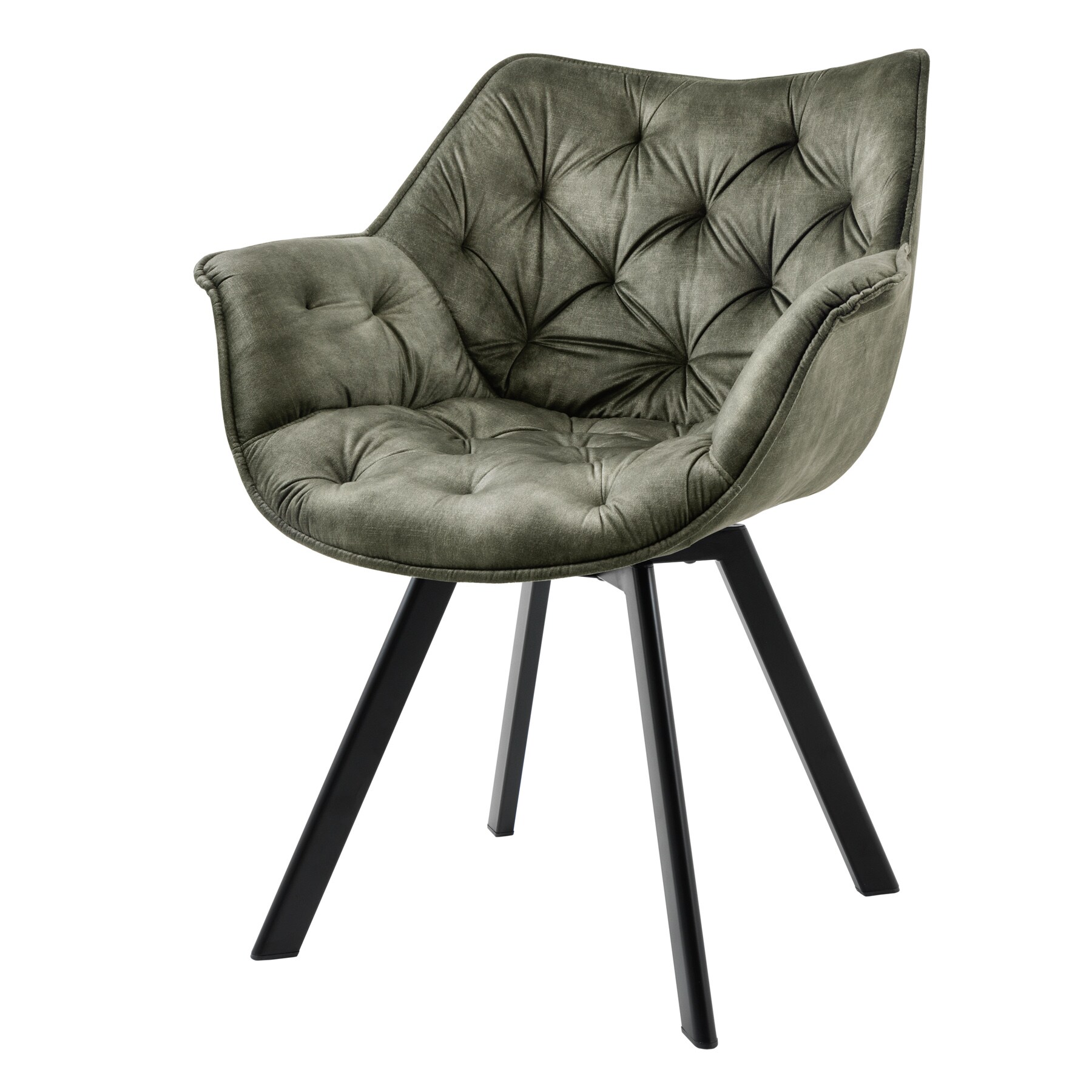 riess-ambiente Stuhl THE DUTCH COMFORT - drehbar dunkelgr&uuml;n Samt mit Armlehnen Modern Design Metallbeine - Bild 1