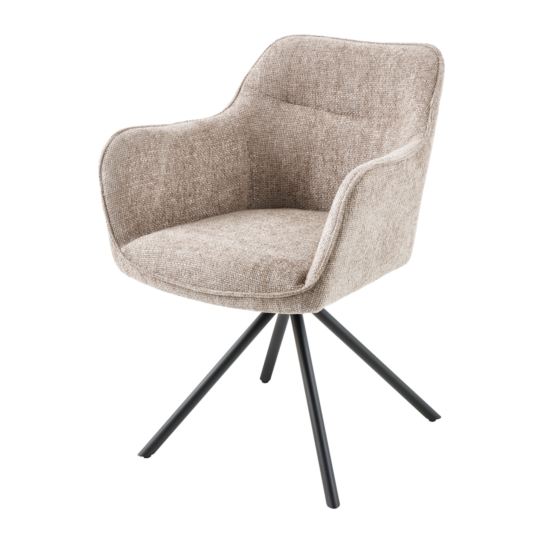 riess-ambiente Stuhl VERONA - champagner beige Strukturstoff mit Armlehne Metallbeine schwarz drehbar - Bild 1