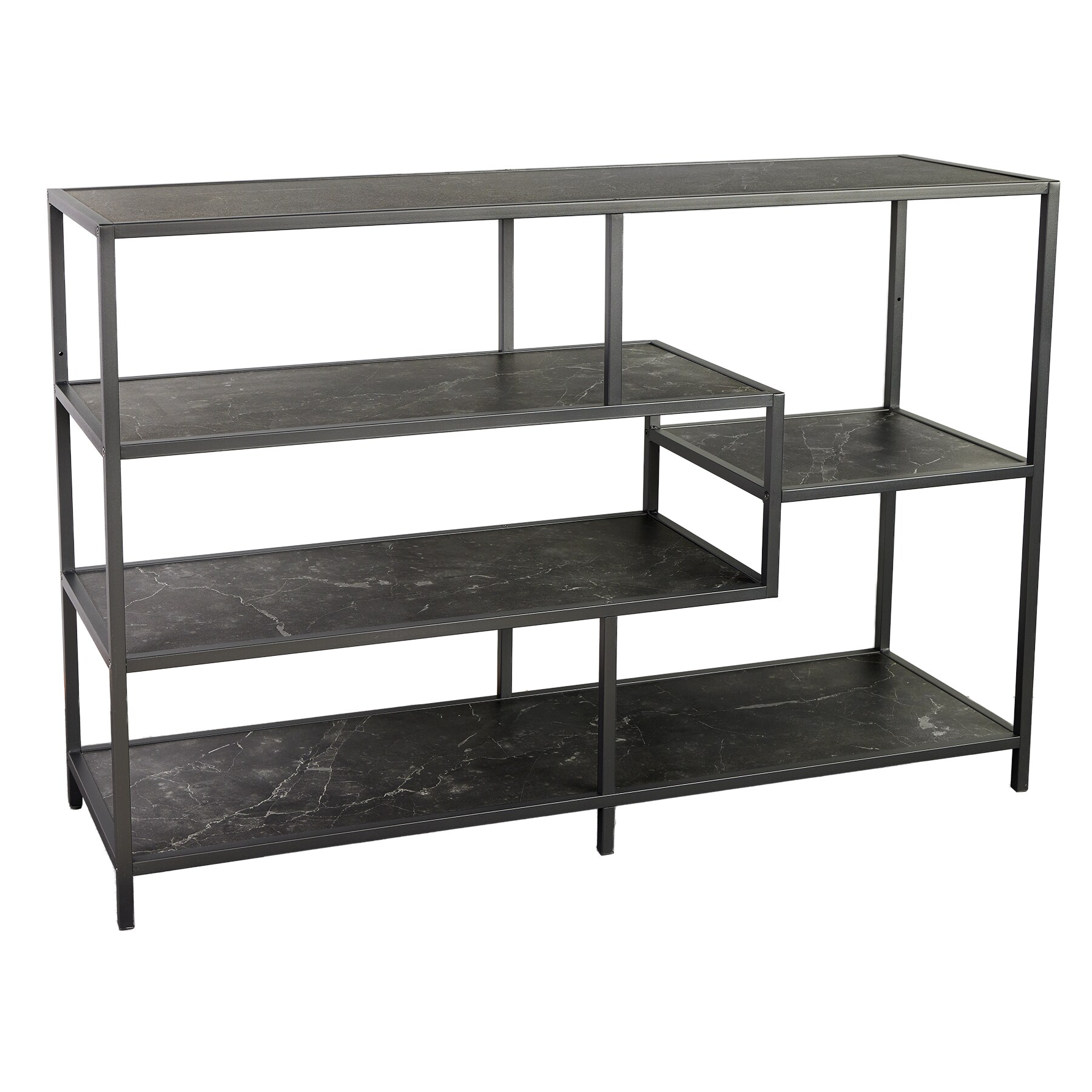 riess-ambiente B&uuml;cherregal SLIM LINE - 115cm anthrazit schwarz Marmor-Design Metall modern - Bild 1