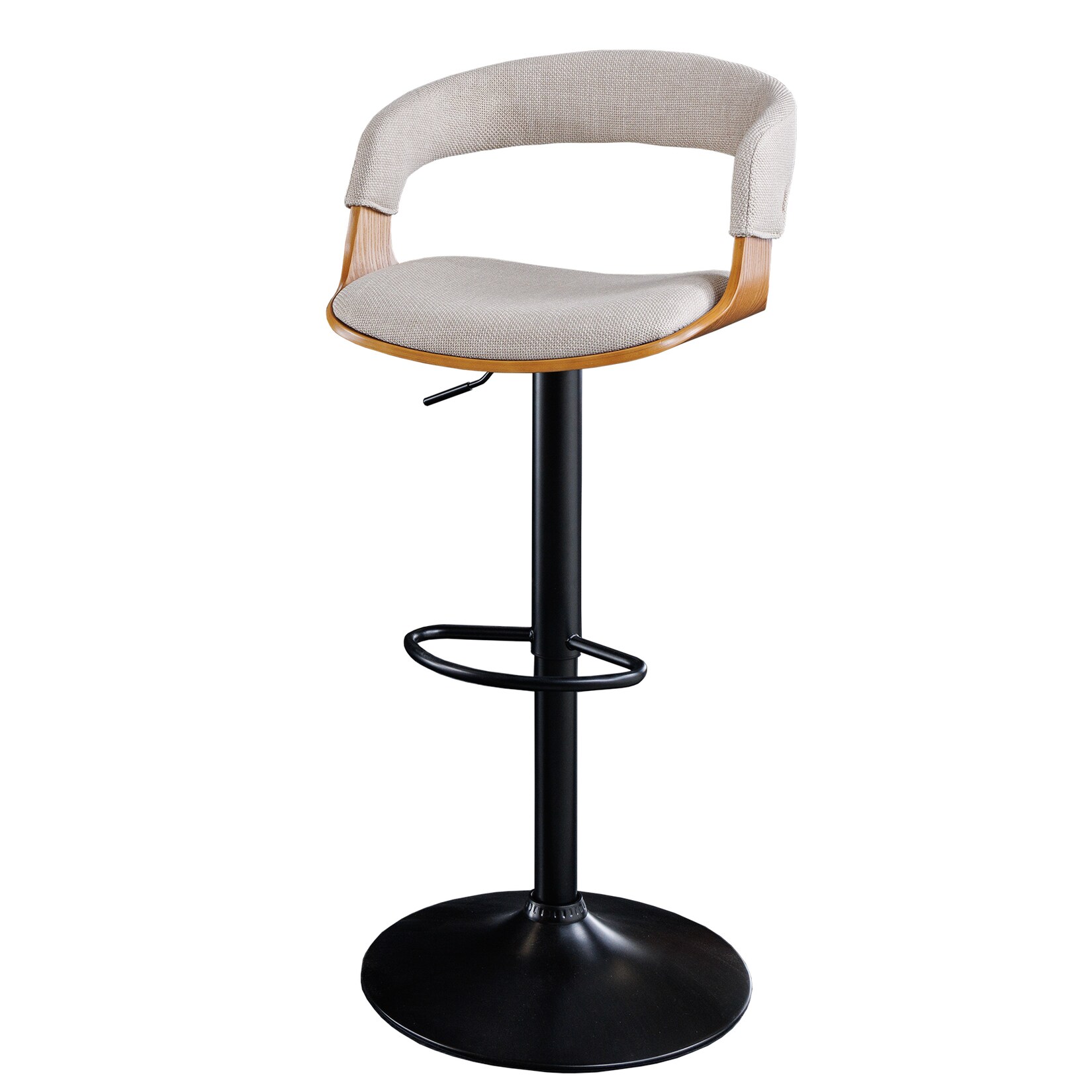 riess-ambiente Barhocker MANHATTAN - Retro beige Strukturstoff Massivholz mit Lehne drehbar höhenverstellbar