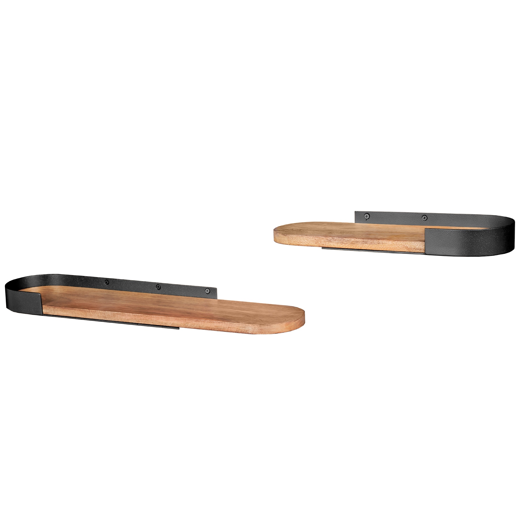 riess-ambiente Wandregal PURE NATURE - modern 2er Set 60cm schwarz Mangoholz massiv Metall handmade - Bild 1