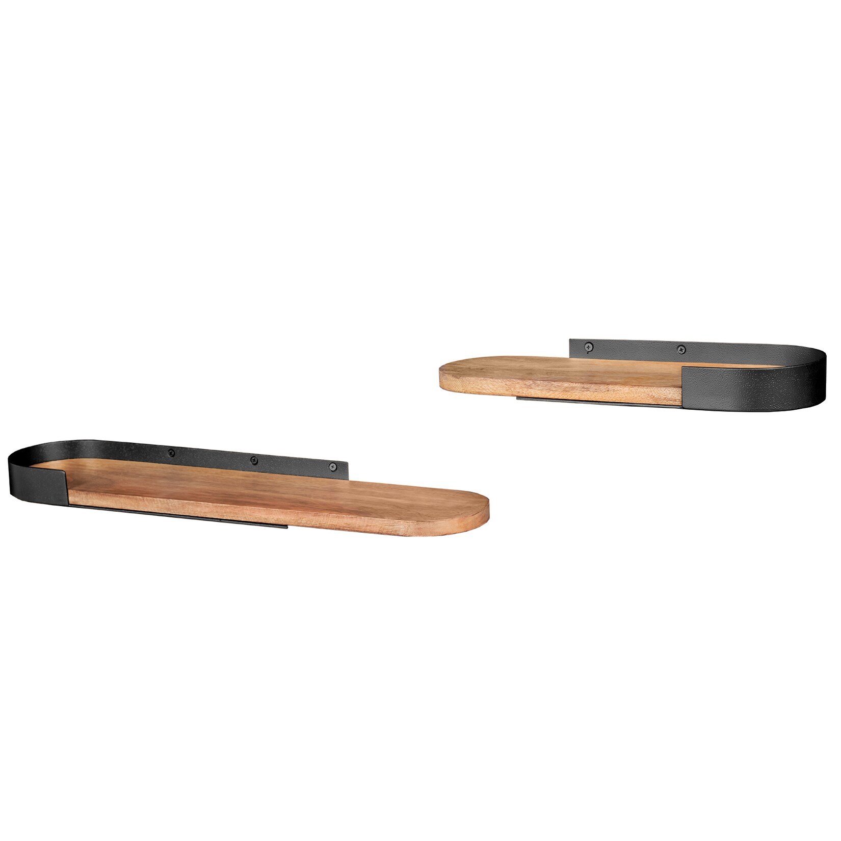 riess-ambiente Wandregal PURE NATURE – modern 2er Set 60cm schwarz Mangoholz massiv Metall handmade | 04251561909820