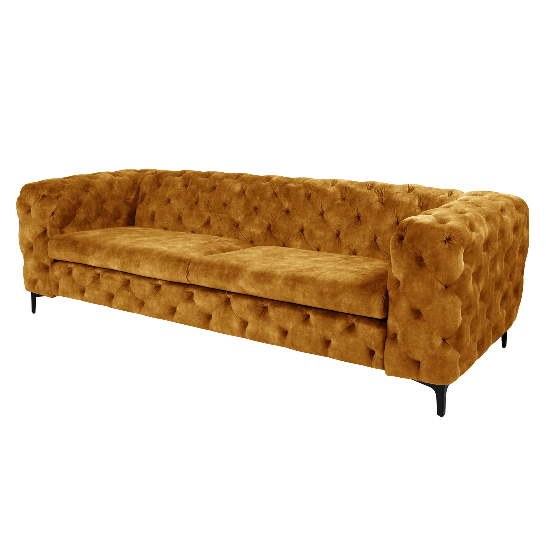 riess-ambiente Chesterfield Sofa MODERN BAROCK 235cm senfgelb Samt 3-Sitzer Couch Federkern - Bild 1