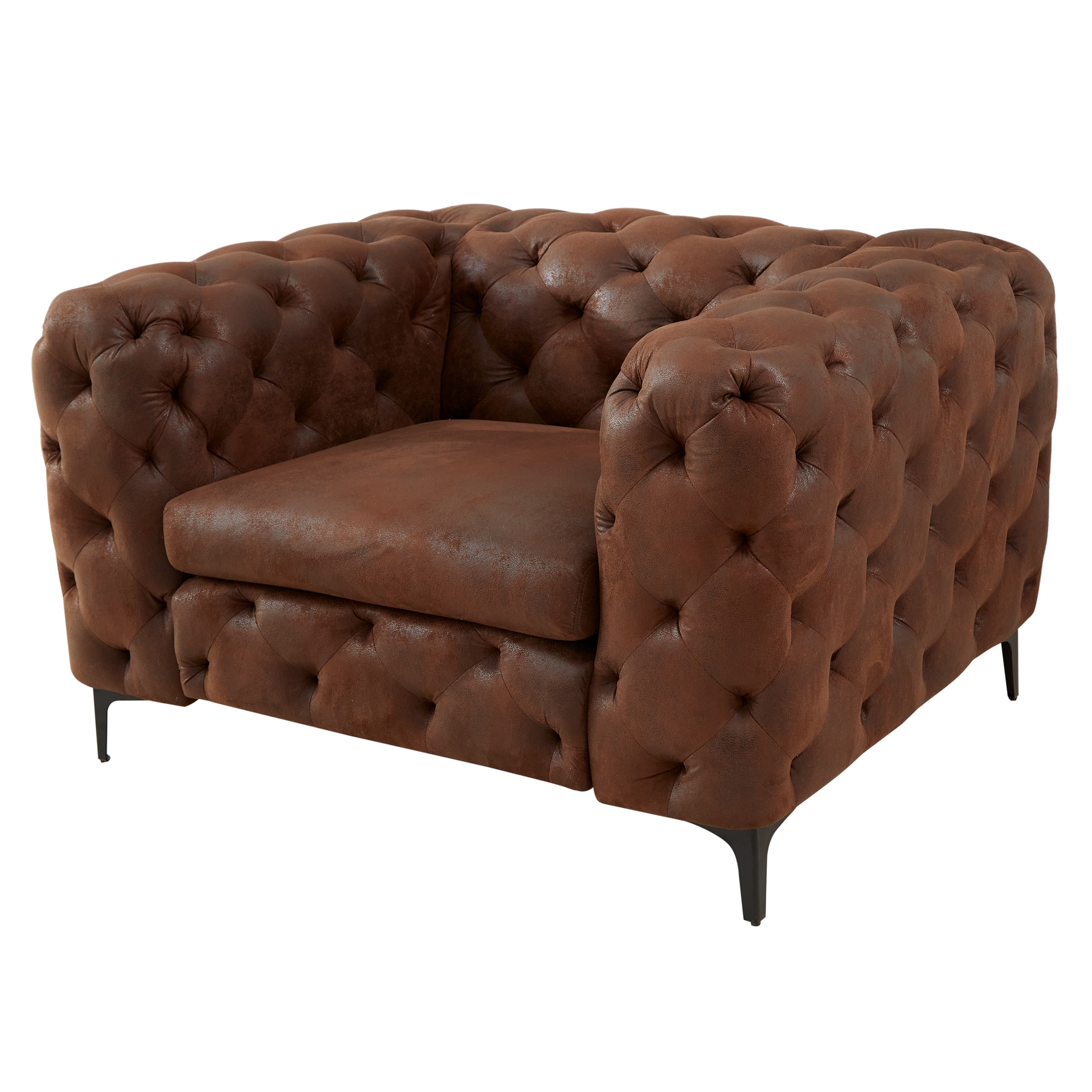 riess-ambiente Design Chesterfield Sessel MODERN BAROCK 120cm antik braun Microfaser mit Federkern - Bild 1