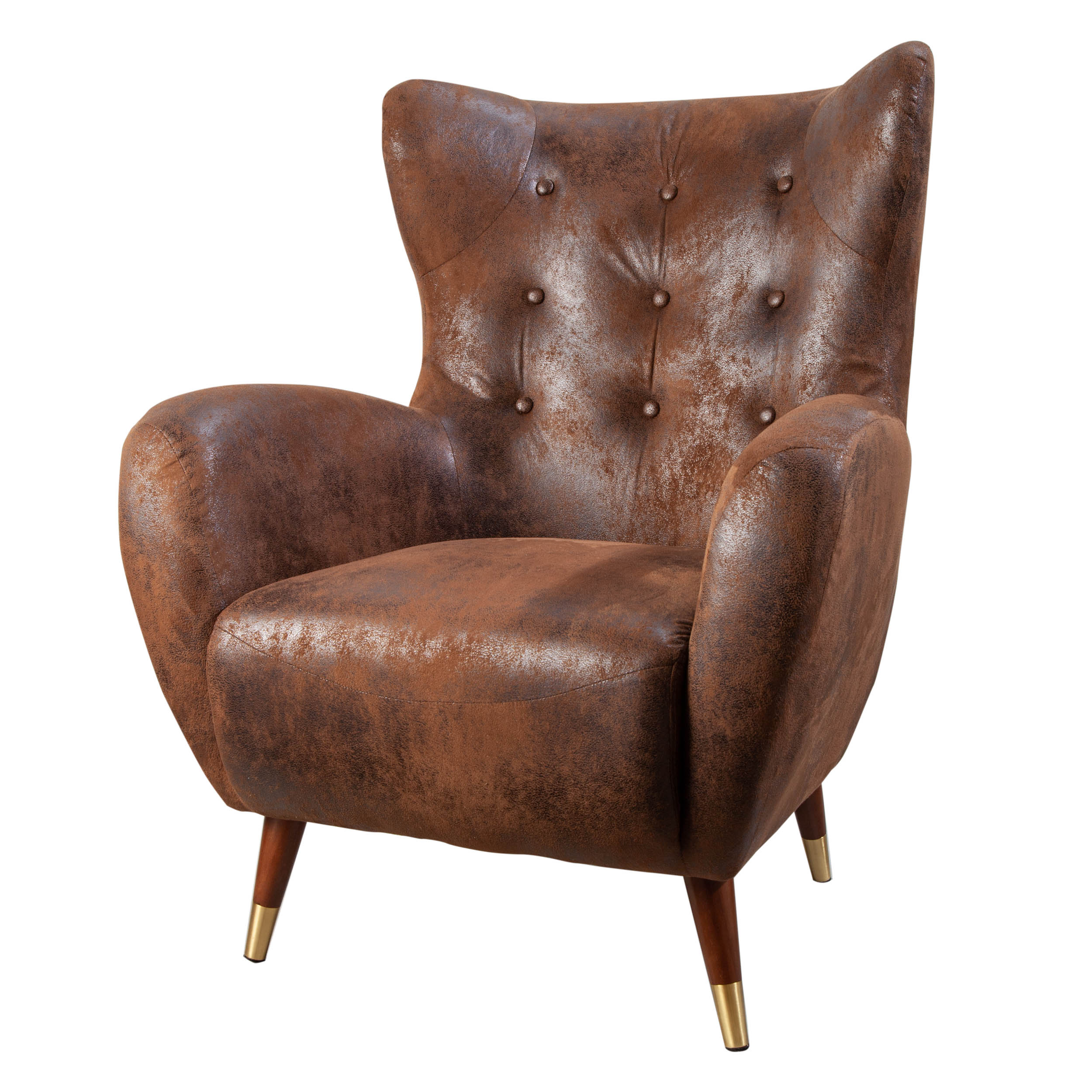 riess-ambiente Retro Design Sessel DON antik braun goldene Fu&szlig;kappen mit Federkern - Bild 1