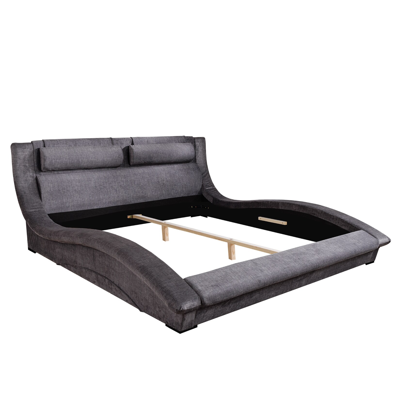 riess-ambiente Bett SWING 160x200cm grau Samt geschwungenes Doppelbett