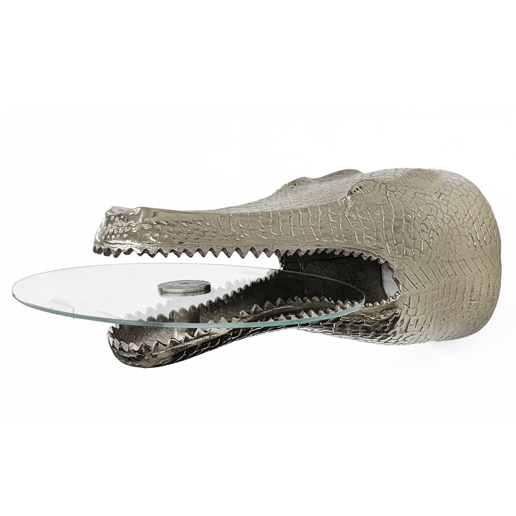 riess-ambiente Design HÃ¤ngetisch WILDLIFE CROCODILE 60cm silber Metall Krokodil Beistelltisch | 04251561921808
