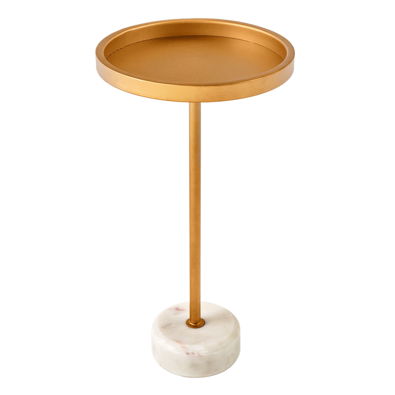 riess-ambiente Runder Beistelltisch TRAYFUL 60cm gold Eisen weiß Marmorfuß handmade | 04251561919218