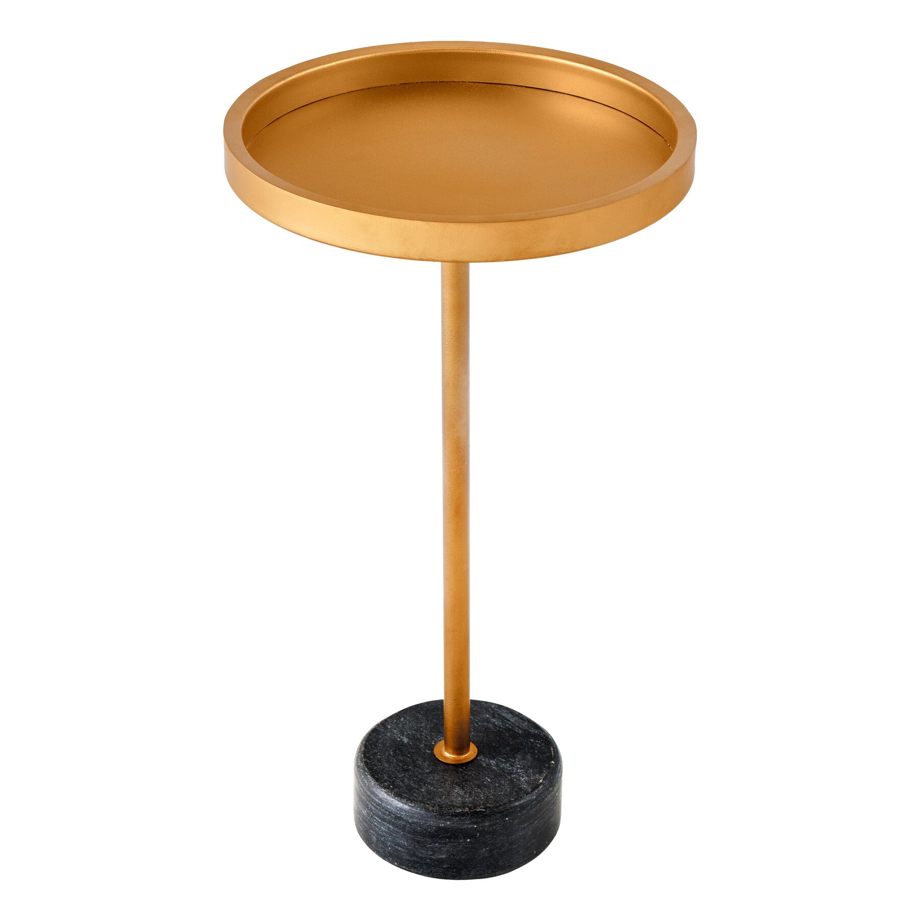 riess-ambiente Runder Beistelltisch TRAYFUL 60cm gold Eisen schwarzer Marmorfu&szlig; handmade - Bild 1