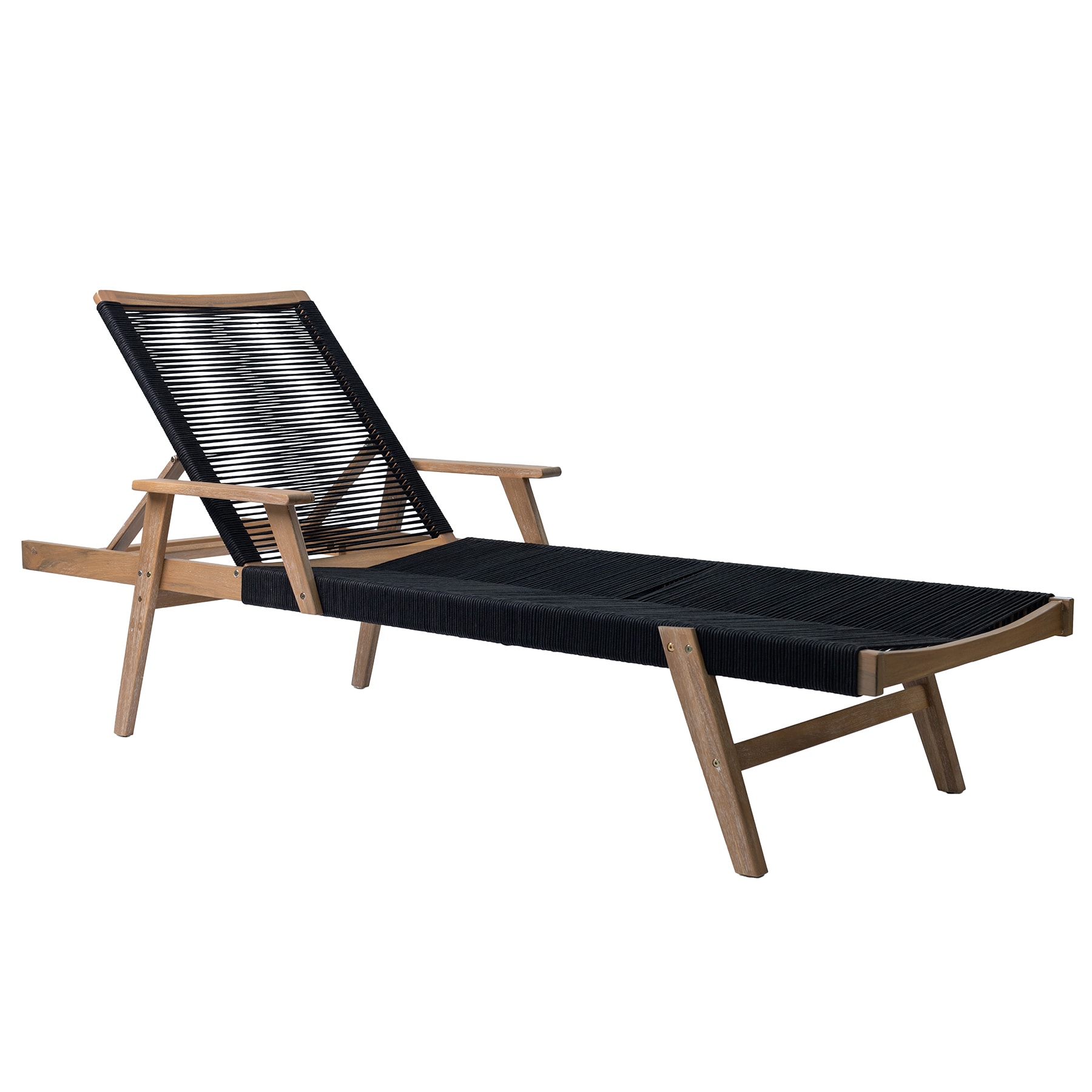 riess-ambiente Gartenliege BALI ROPE 200cm natur anthrazit Akazie Sonnenliege wetterfest - Bild 1