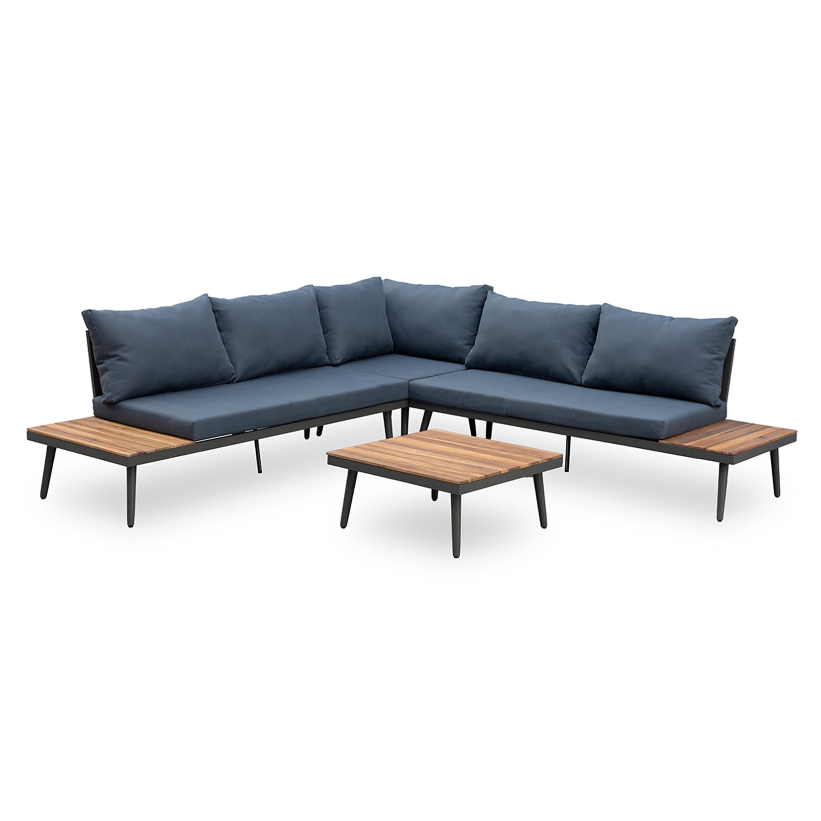 riess-ambiente Outdoor Garten-Lounge-Set CANNES 220cm anthrazit natur Akazie inkl. Tisch und Kissen | 04251561912660