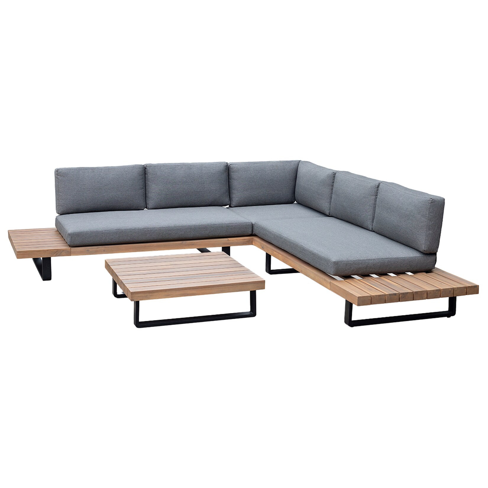 riess-ambiente Gartenlounge Set ST. BARTH 255cm grau natur Akazie Sitzecke inkl. Tisch und Kissen FSC-zertifiziert