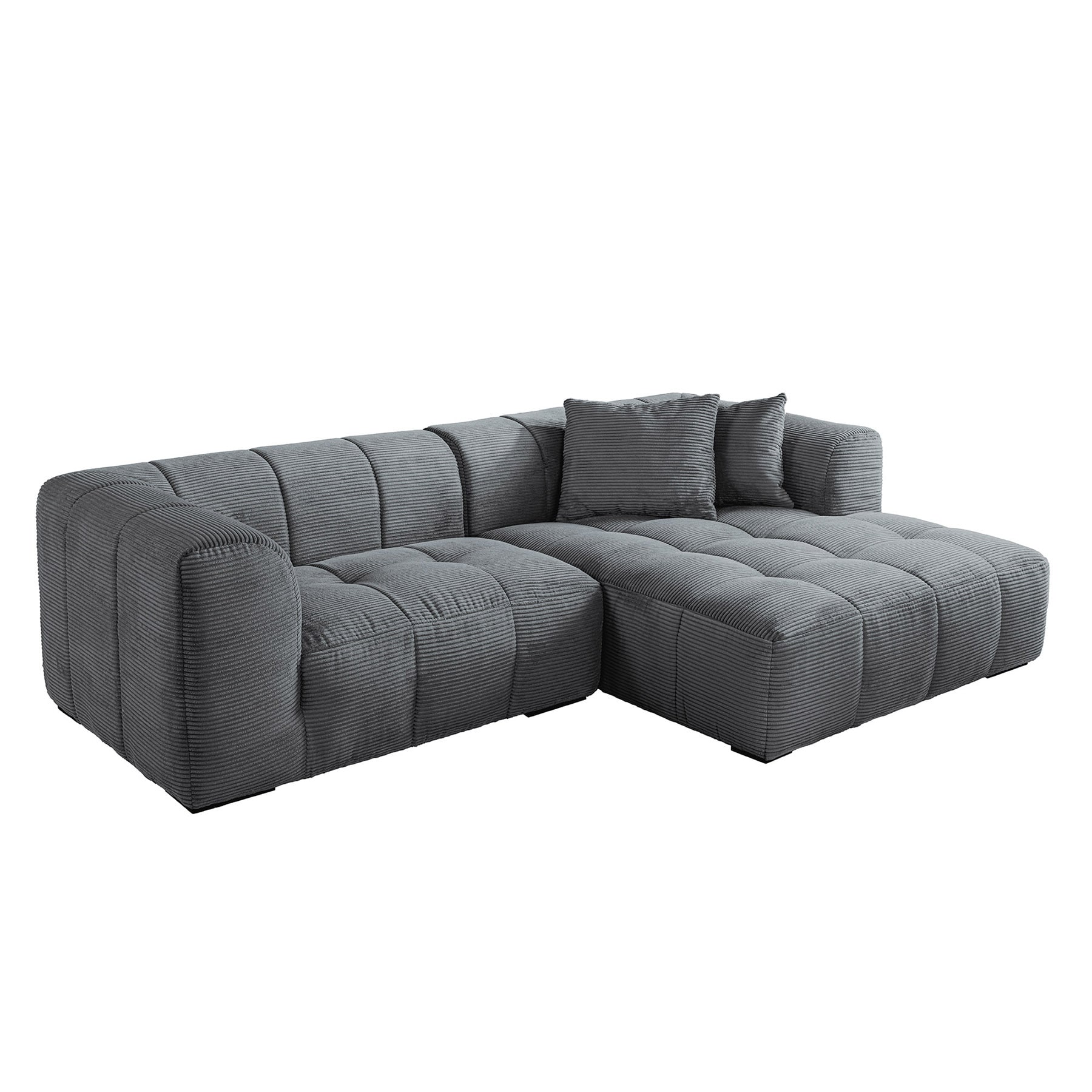 riess-ambiente Modernes Ecksofa ZERO GRAVITY 240cm dunkelgrau Cord 3-Sitzer Couch L-Form - Bild 1