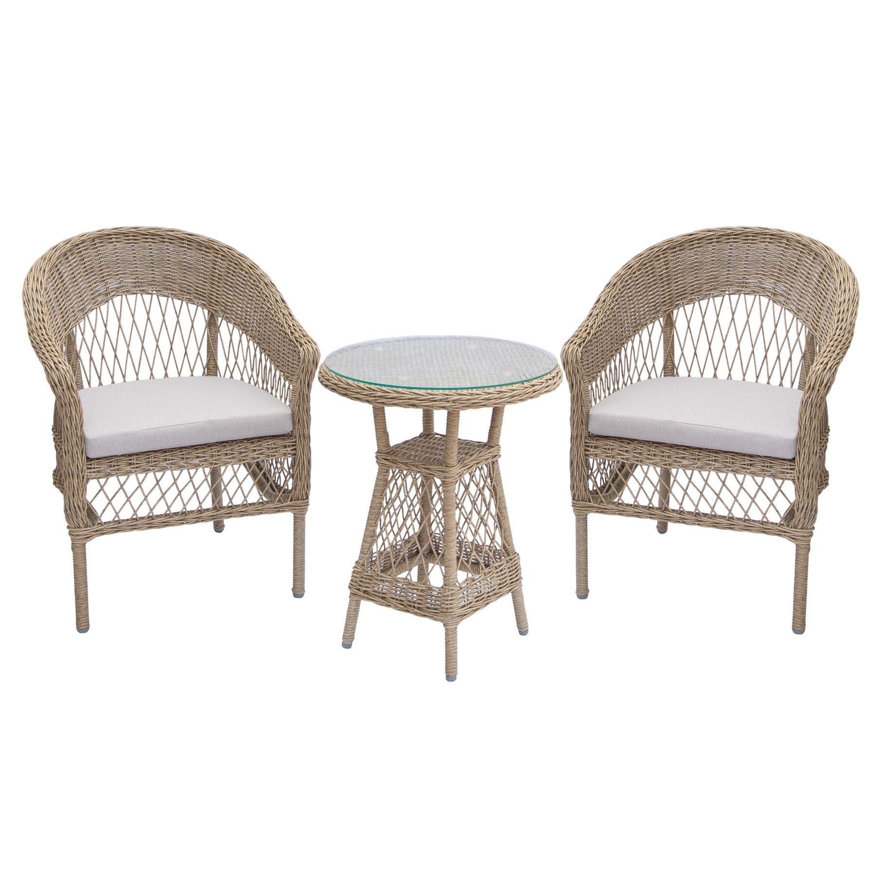 riess-ambiente Outdoor Garten-Set ELYSEE natur taupe Polyrattan Aluminium inkl. Tisch und Kissen - Bild 1