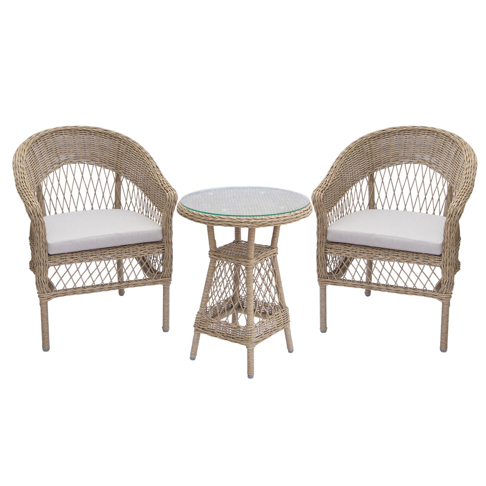 riess-ambiente Outdoor Garten-Set ELYSEE natur taupe Polyrattan Aluminium inkl. Tisch und Kissen | 04251561919546